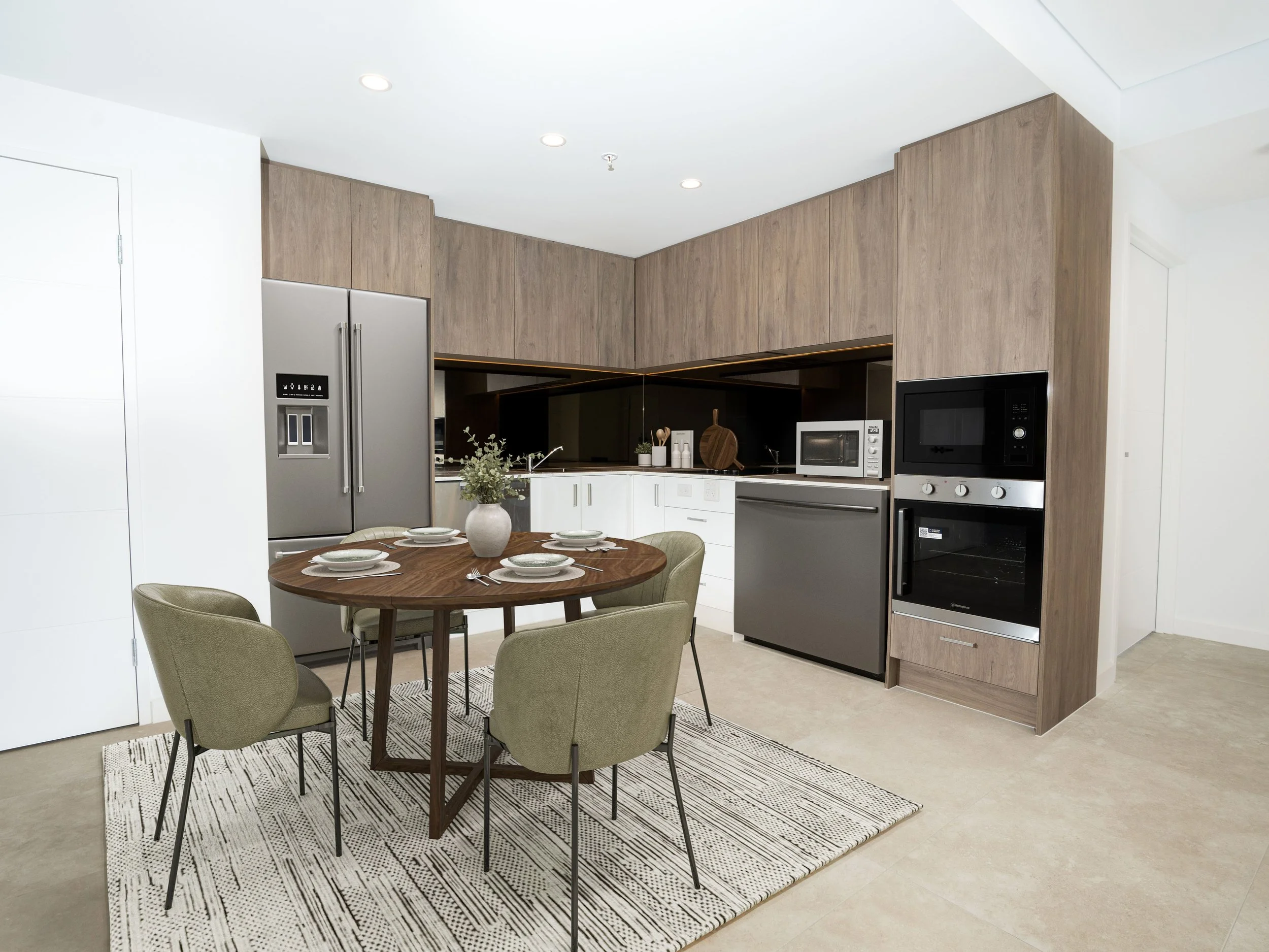 Dining room with round table and sitting for 4 