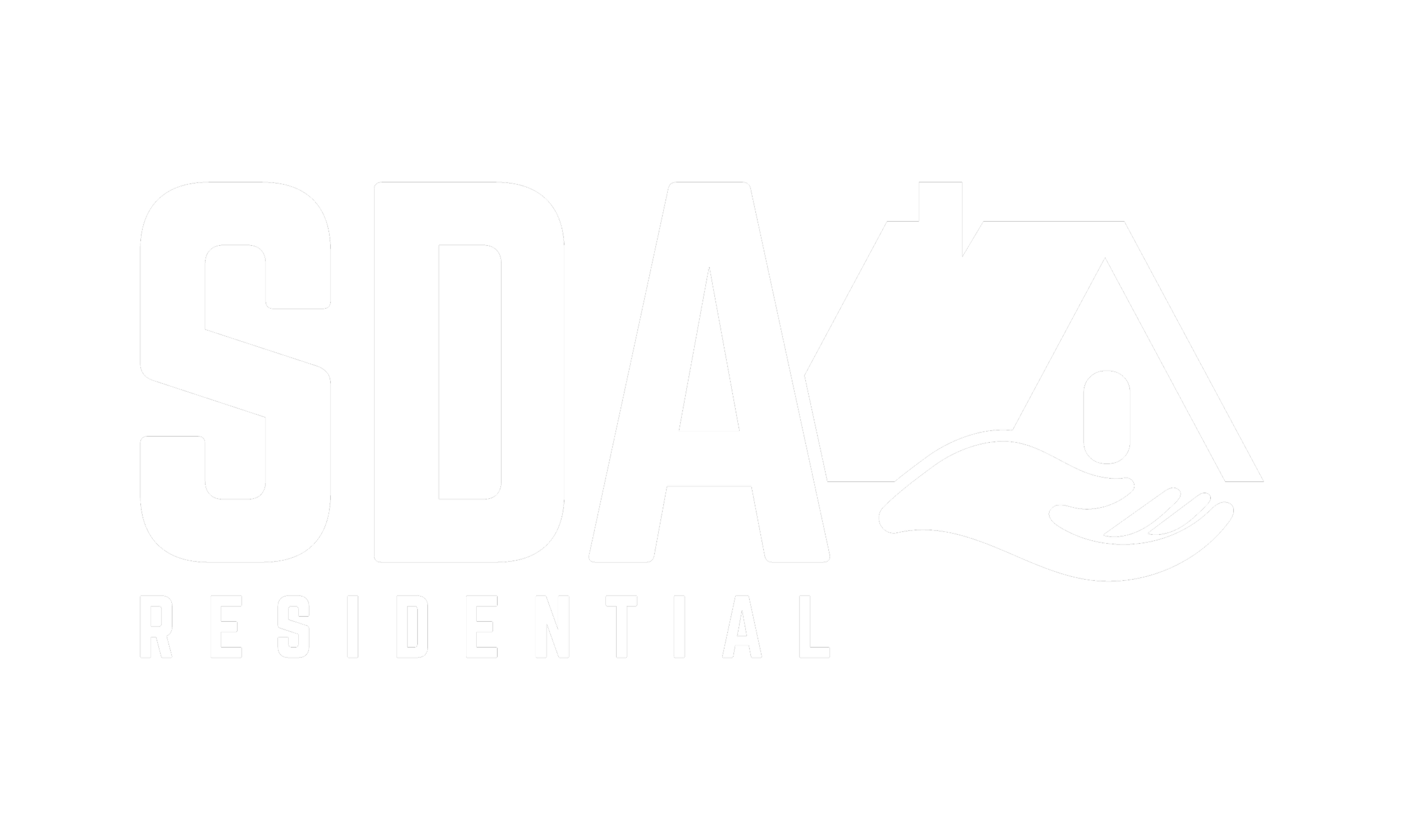 Logo for SIOA Residential with a stylized house and hand in black and white.