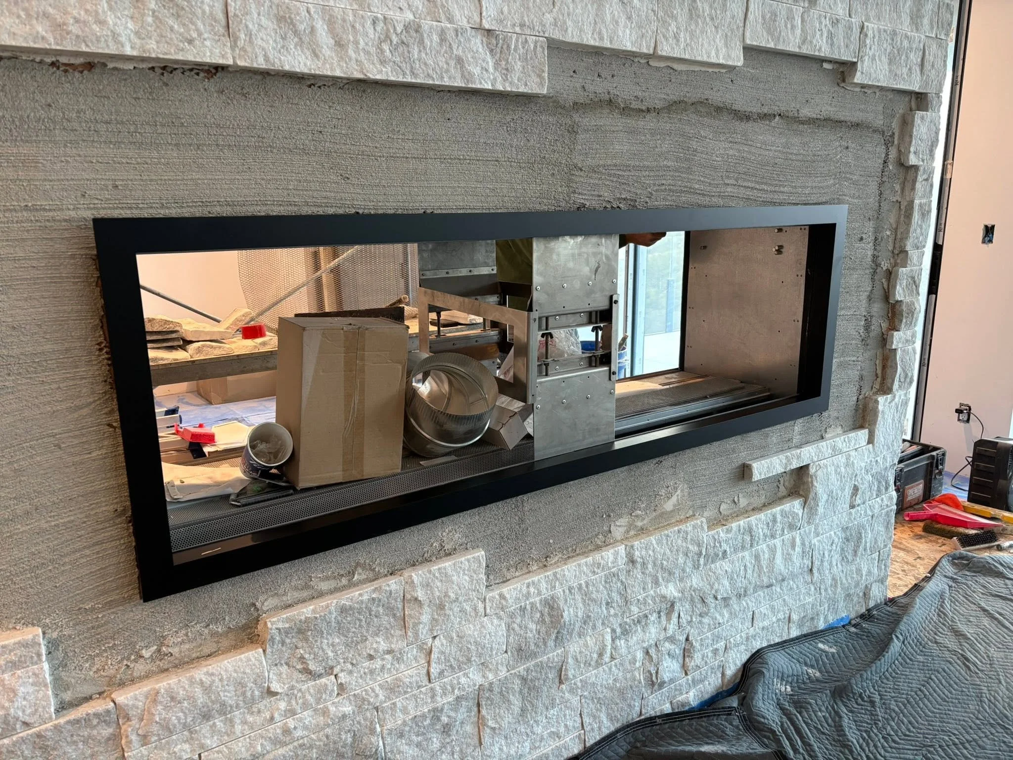 custom double sided fireplace in Kelowna BC