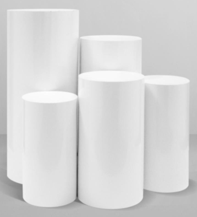 White Round Plinths (Different Heights)