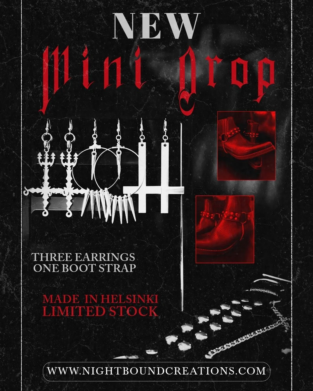 Handcrafted vegan-leather and stainless-steel accessories &ndash; Helsinki-made darkwear jewelry &amp; boot straps, born for stage and midnight rites. Harder than steel, forged for impact when the lights hit and the night lingers.

☥ Hellion Boot Str