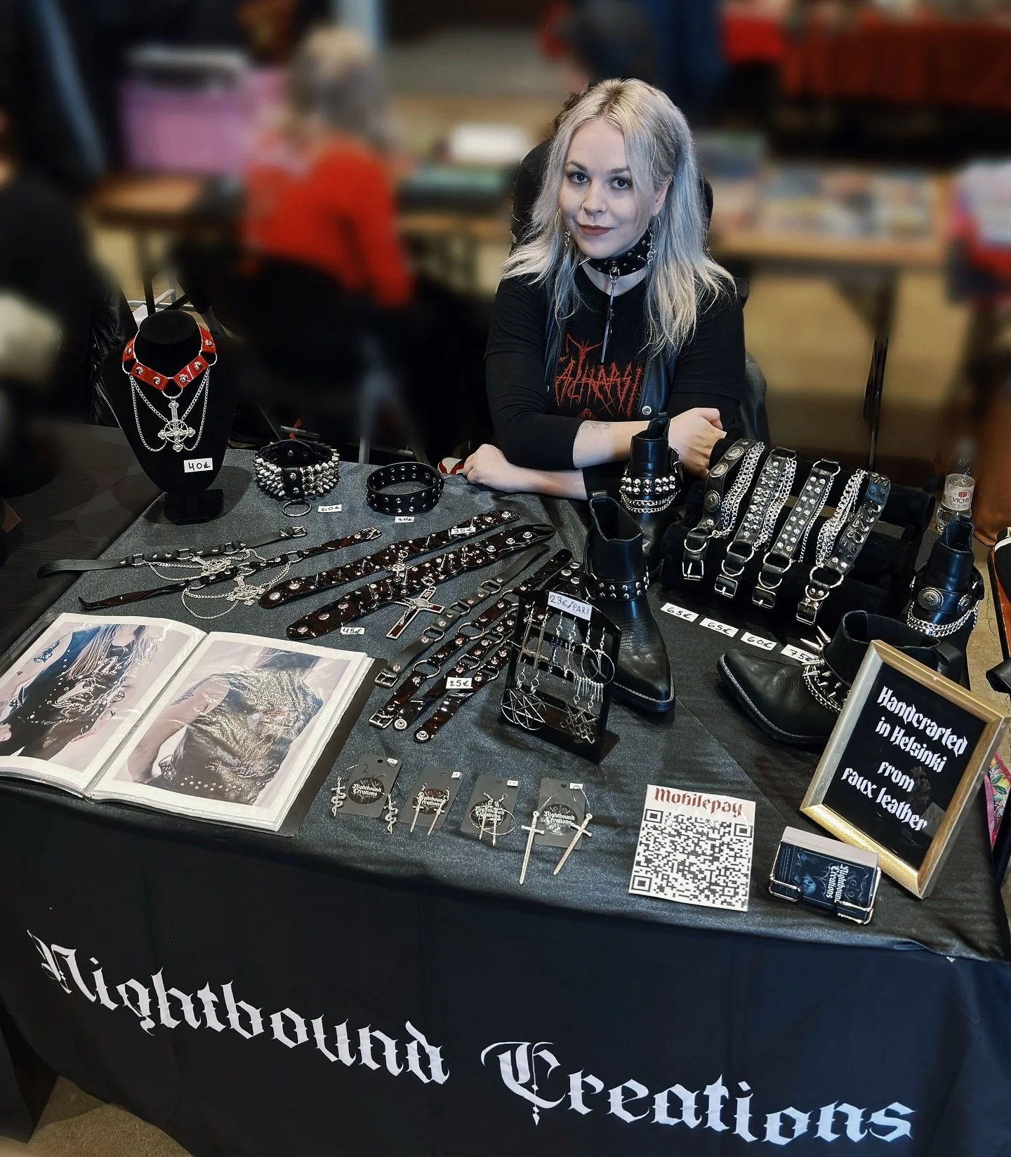 Catching the vibes at @alakulttuurimyyjaiset today, 11&ndash;17. Drop by and say hello 🖤

#nightboundcreations #fauxleather #gothicfashion #smallbusiness #handmade