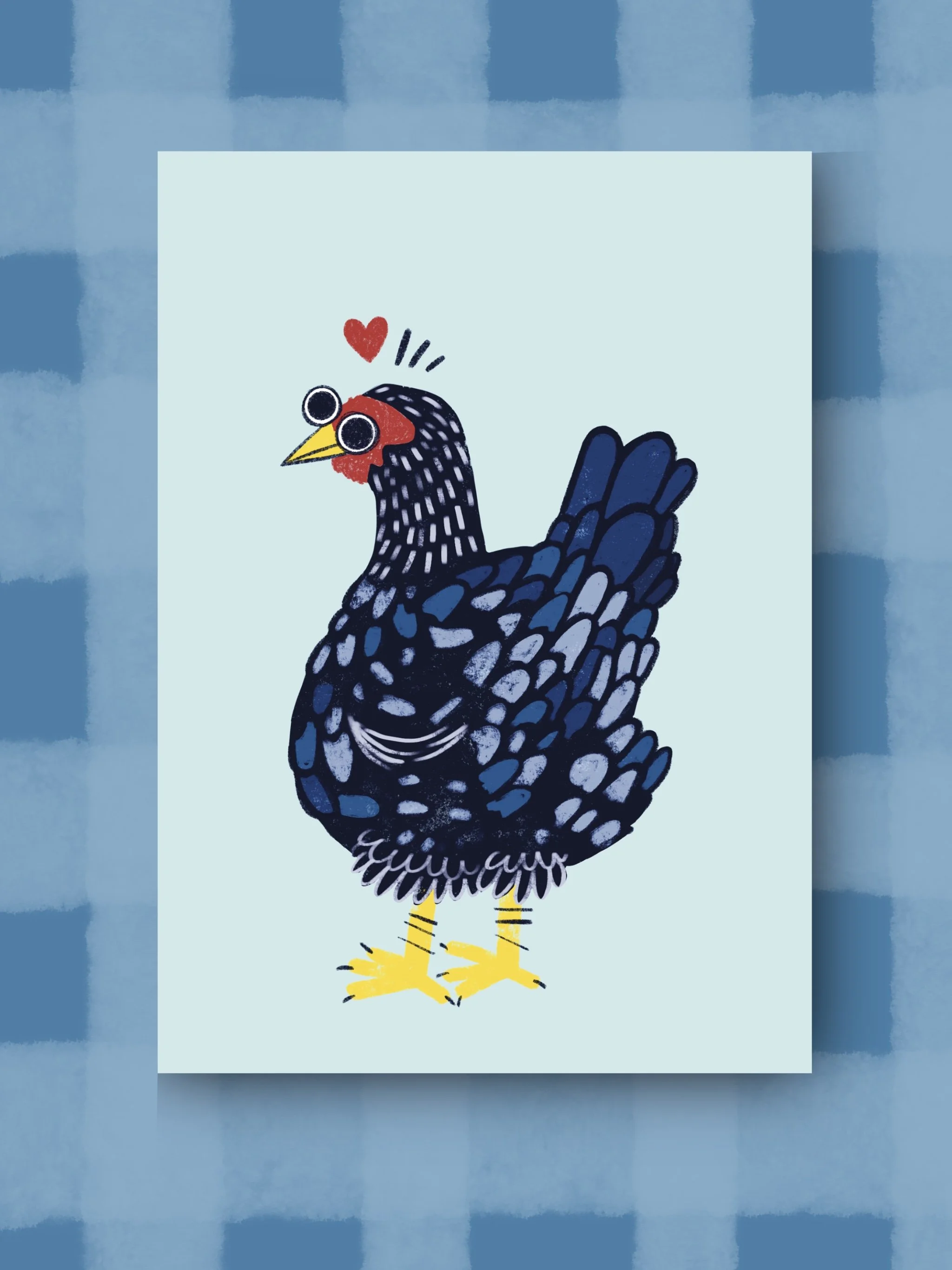 Illustration of a chicken with a cute heart!
