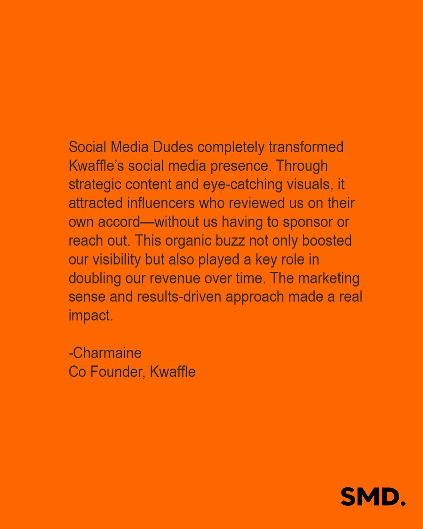 When founders speak from the heart, it hits different.
Kwaffle’s journey has been wild, and we’re lucky to be a part of it. Full quote inside.
#ClientTestimonial #SocialMediaDudes