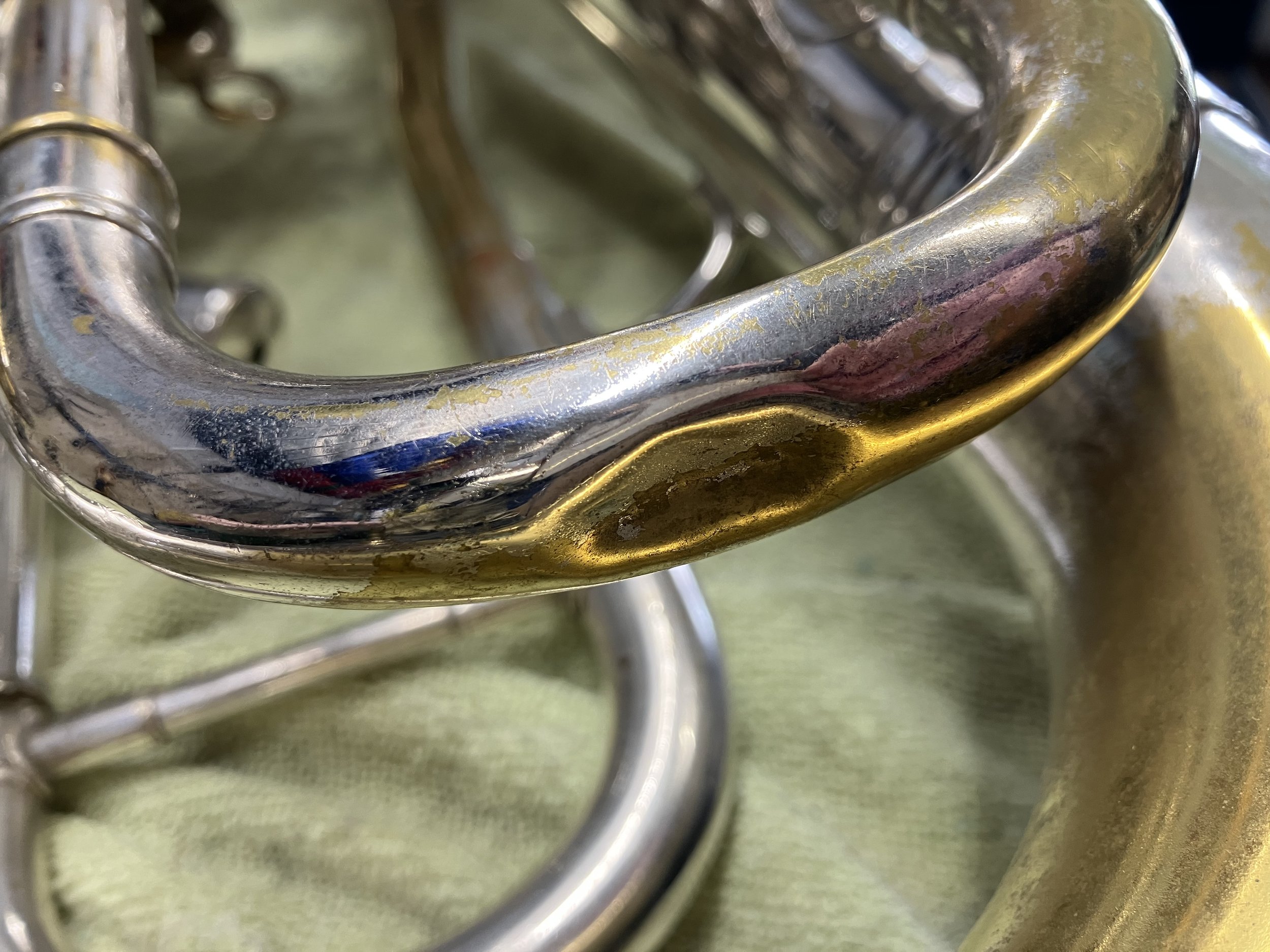 main tuning slide dent
