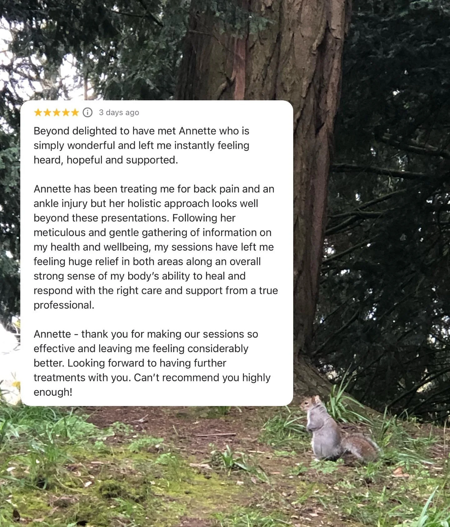 Going into Easter Monday full of chocolate and Prosecco and feeling like a slug 🐌 so this lovely review has given me a welcome pep in my step! 🐰🍫🐣

#clientfeedback #acupuncture #clapton