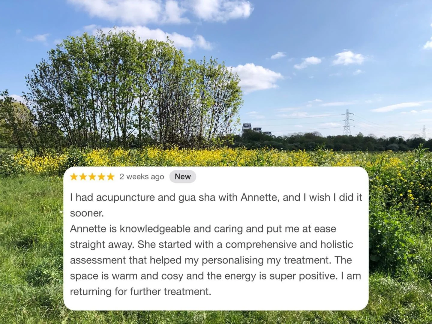 Always grateful when clients take the time to share their experience. Your care and comfort are always my priority 🌞🙏🏼🌿