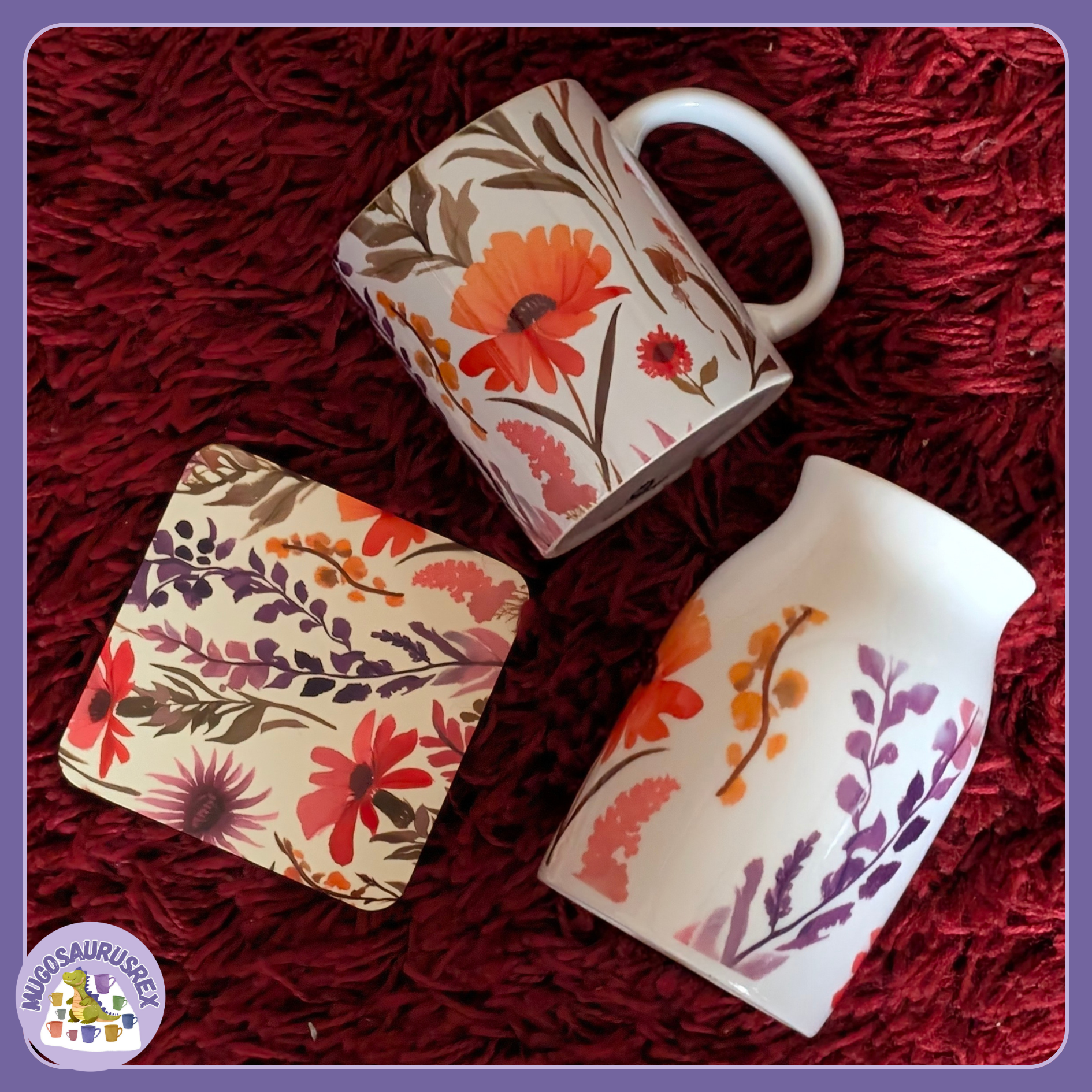 11oz Ceramic Mug, Coaster and Ceramic Vase - Wildflower #1