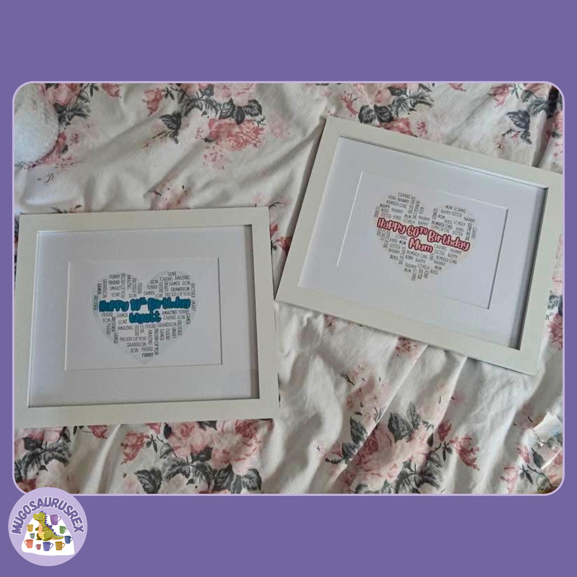 2 x Personalised Message Frames - Bespoke Designs