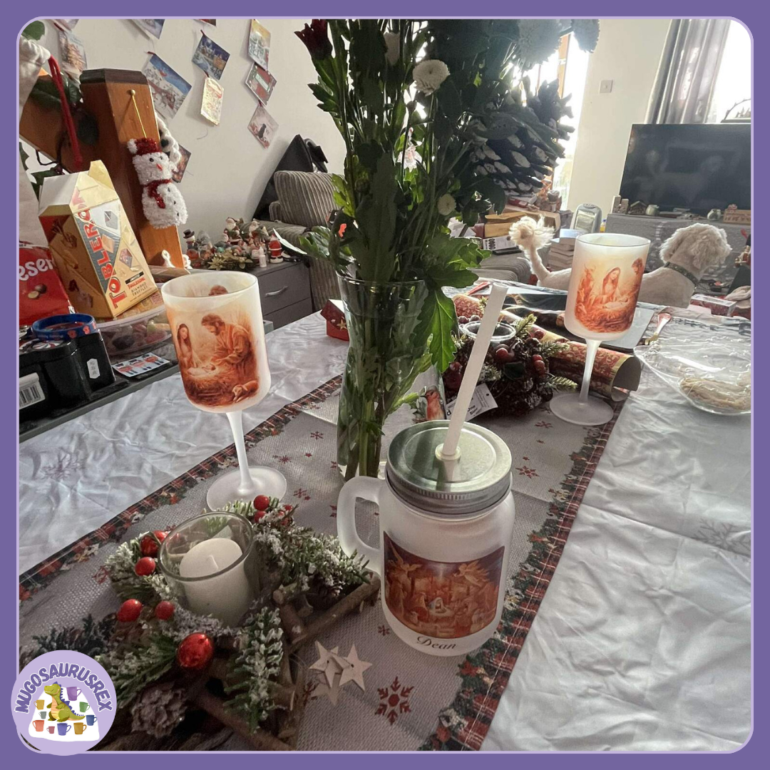 2 x Mason Glasses W/ Straws and 2 x Goblet Wine Glasses - Bespoke Designs