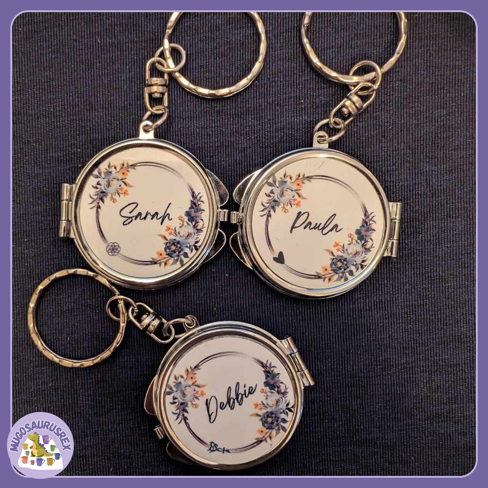 3x Small Mirror Keyrings - Bespoke Designs