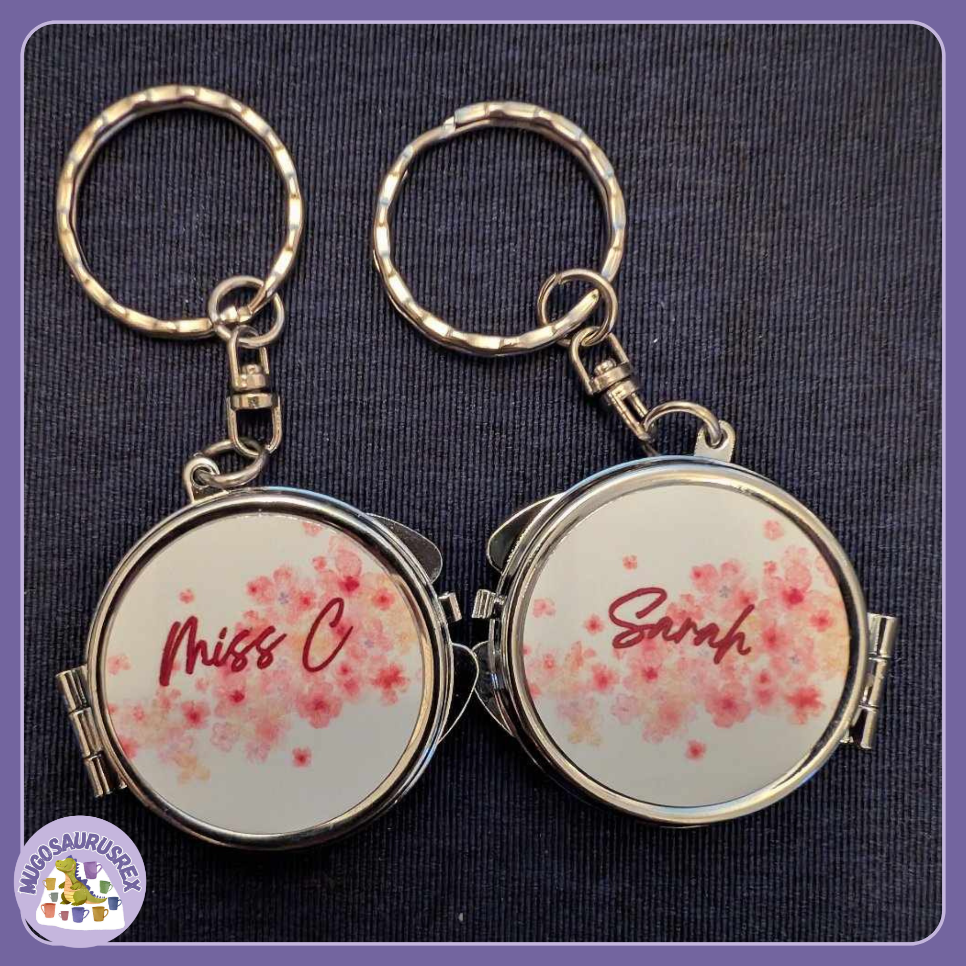 2x Small Mirror Keyrings - Bespoke Designs