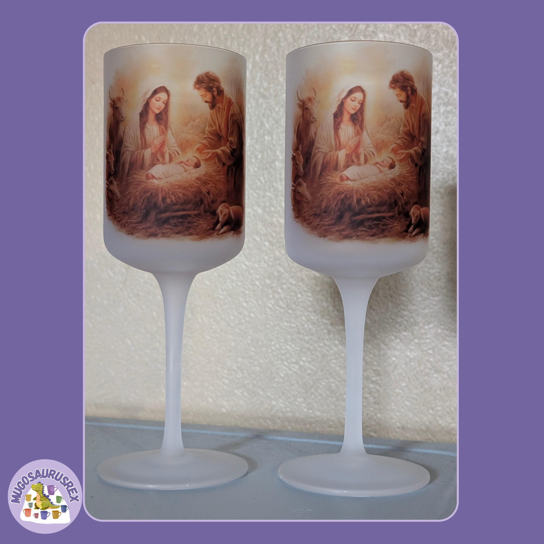 2 x Goblet Wine Glasses - Bespoke Designs
