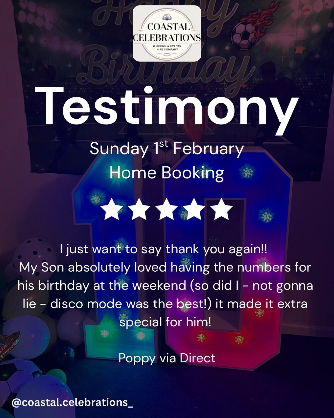⭐️⭐️⭐️⭐️⭐️

A huge thank you to Poppy for this fabulous 5-star review from her February booking!

We absolutely love bringing your events to life &mdash; and hearing your wonderful feedback makes it even more special ✨

#review
#thankyou
#familybusin