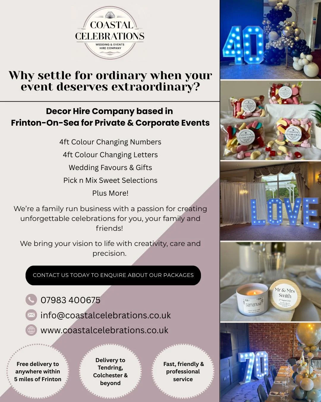 Are you looking for something to make your event go WOW! 🤩

Our colour changing light up letters and numbers do just that! 🥳 And that&rsquo;s not all we do! 

Another 2 new bookings this week which means the diary is filling up fast for 2026. Drop 