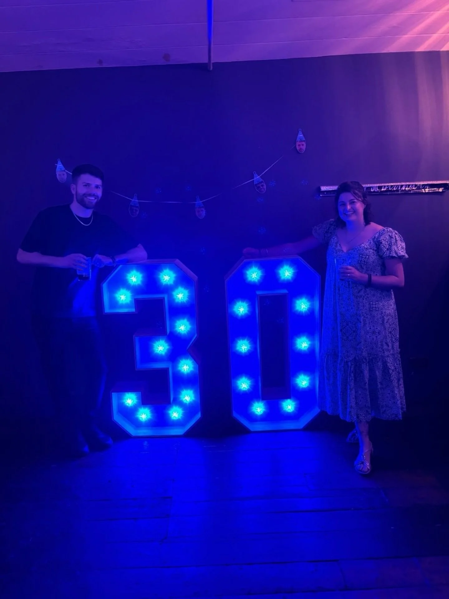 We love seeing a client photo! 💙

J hired us to help with her husbands 30th birthday at the beginning of September and off course we delivered! 🥳

They loved the colour changing feature and worked perfectly for their Blue theme 🤩

Venue: The Red L