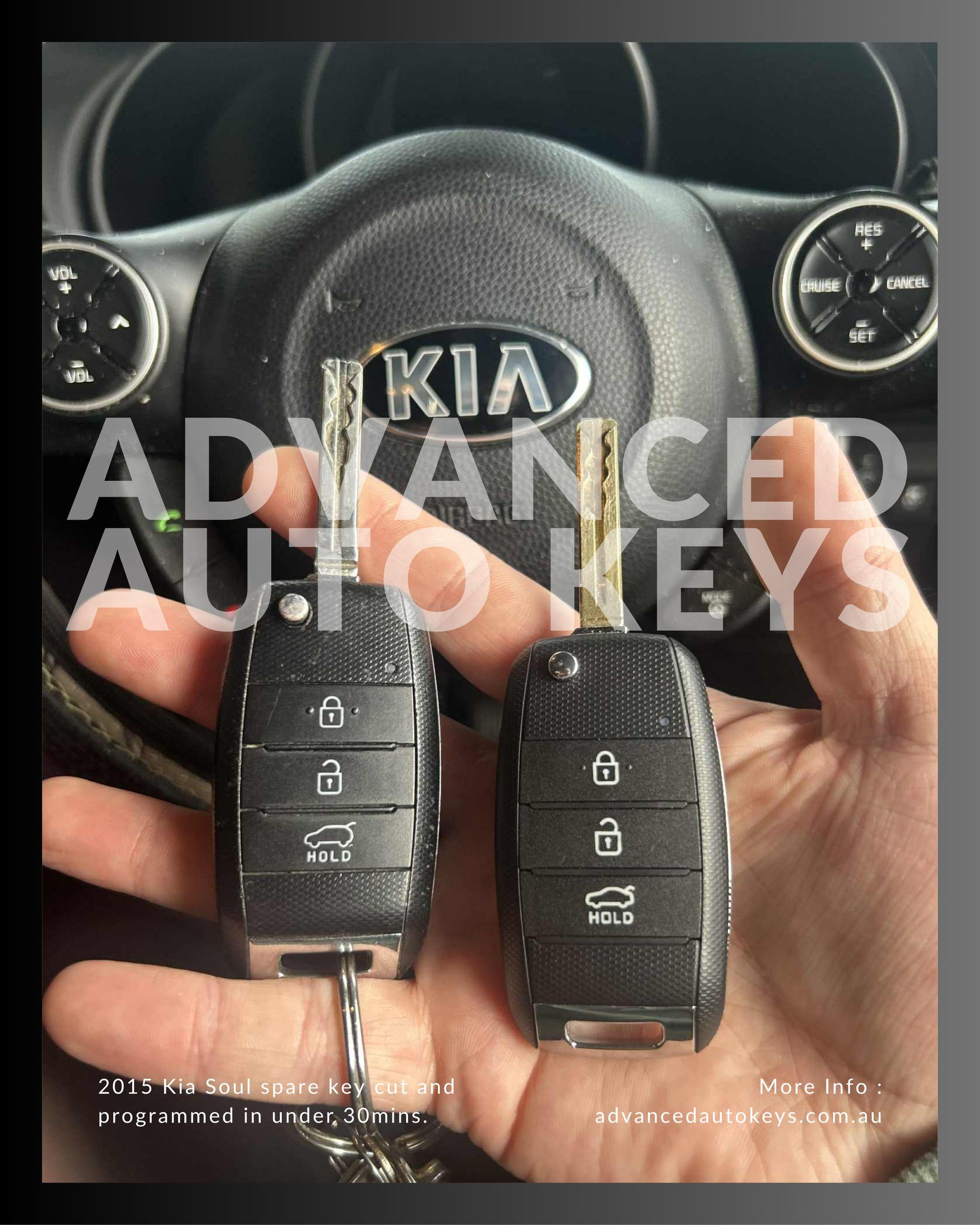 Need a spare key for your 2015 Kia Soul? Our expert technicians can cut and program one in under 30 minutes, getting you back on the road quickly and hassle-free! 🚗