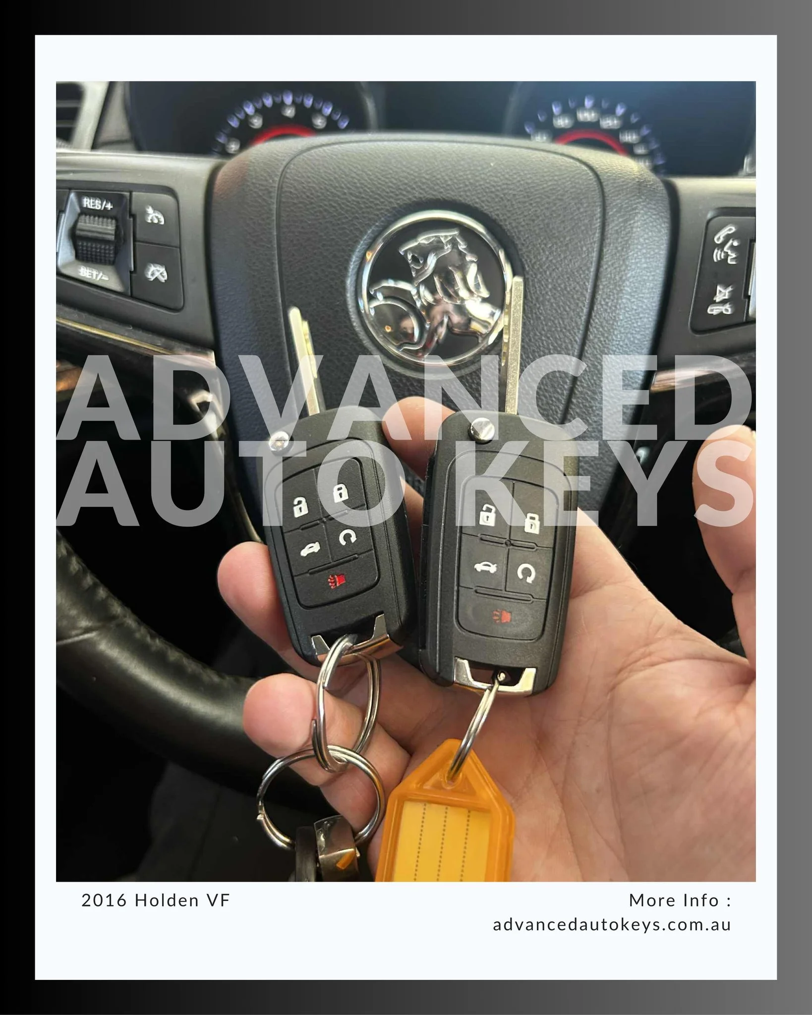 Expert key replacement for a 2016 Holden VF. Our skilled technicians successfully created a new set of programmed keys for a customer who had lost both original keys.
