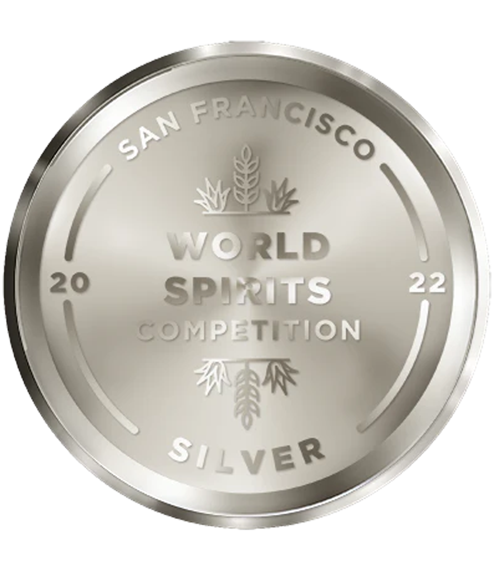 Silver medal for the 2022 World Spirits Competition in San Francisco, indicating a silver award.