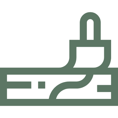 Ícone de um pincel a pintar uma tábua de madeira.