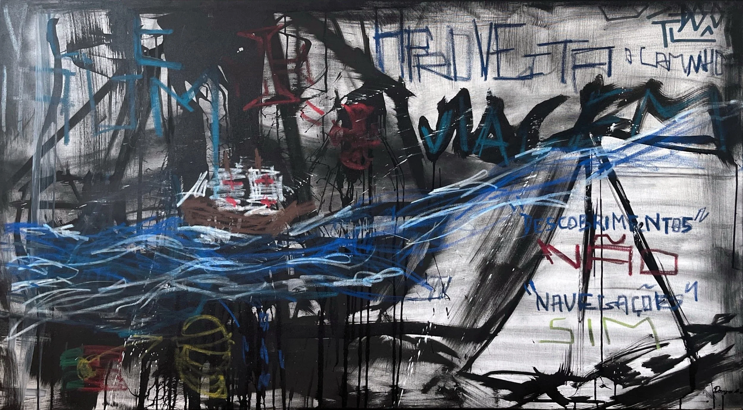 Viagem, técnica mista s/tela, 90 cm x 155 cm