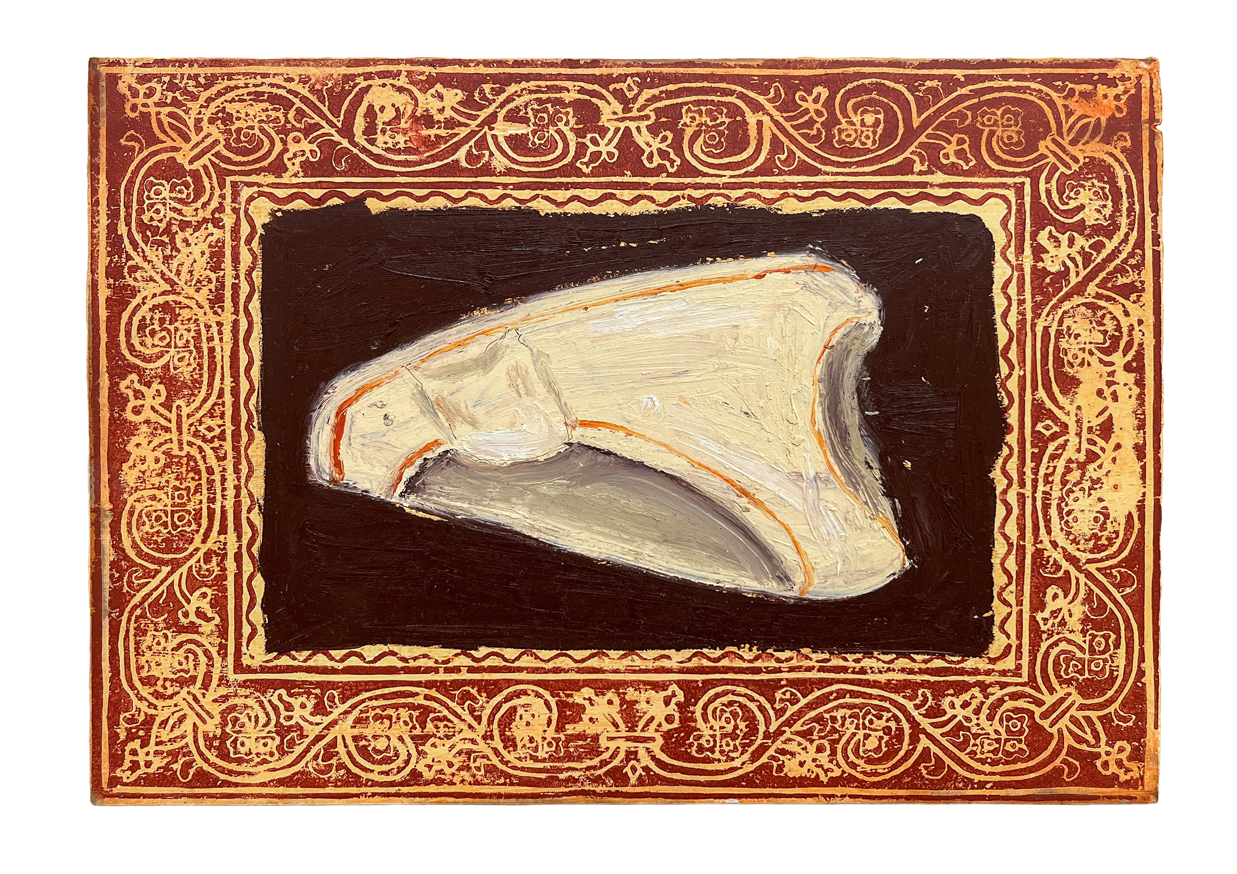 Sim, aqui no bolso das cuecas, óleo e linogravura s/madeira, 35 cm x 25 cm