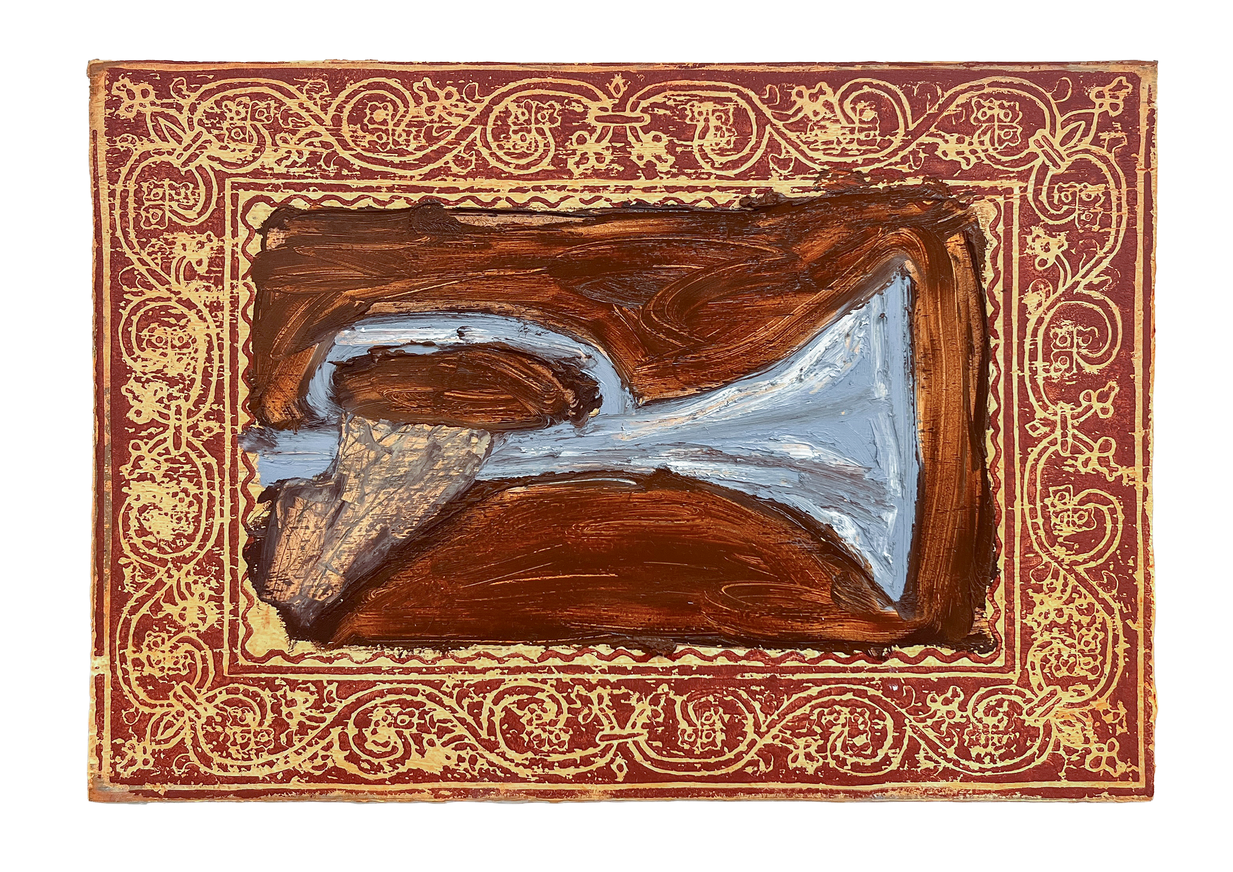 Tá tá é uma corneta, óleo e linogravura s/madeira, 35 cm x 25 cm