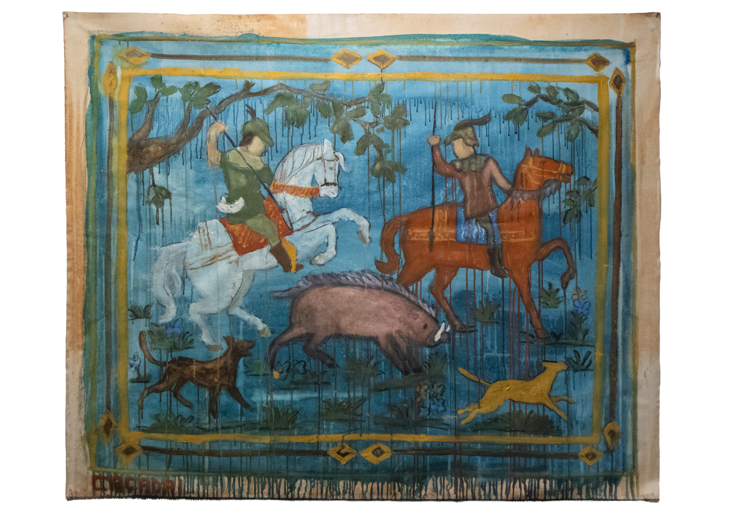 Caçada I, óleo e carvão s/tela, 131 cm x 107 cm