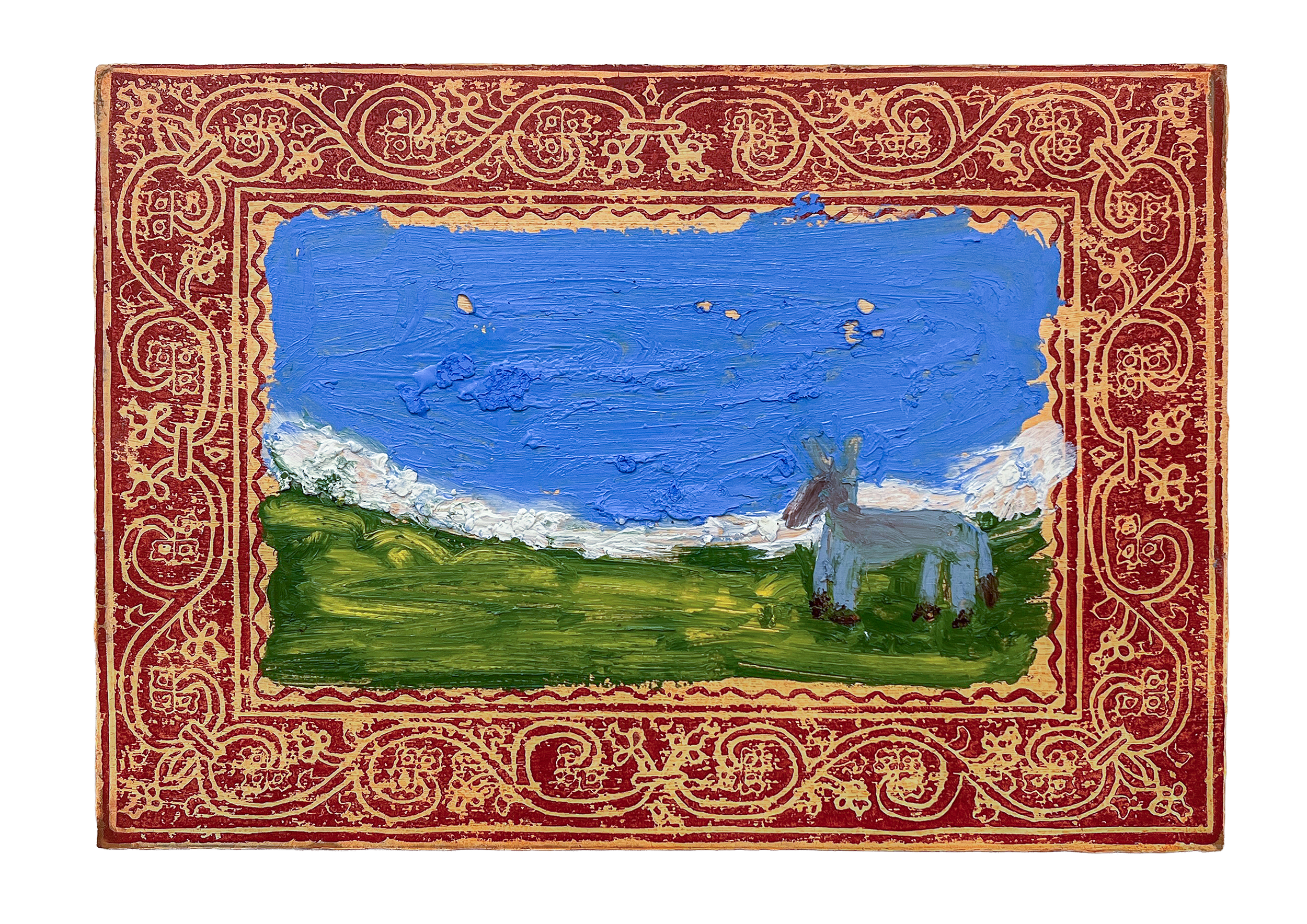 Deve estar algum burro pra morrer, óleo e linogravura s/madeira, 35 cm x 25 cm