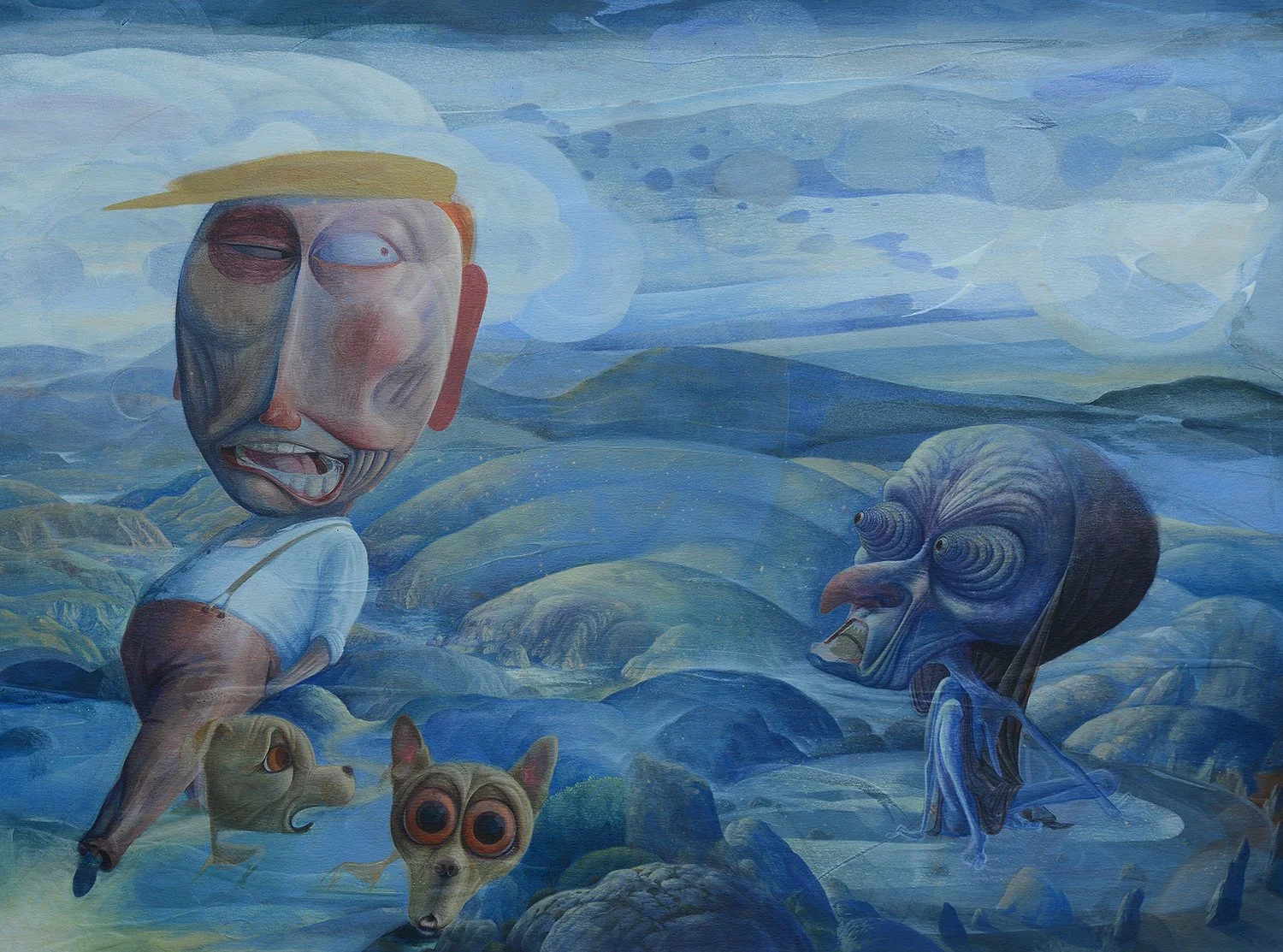 Coy boy dogs and demon- acrylic on paper-5052-58x42 cm.jpg