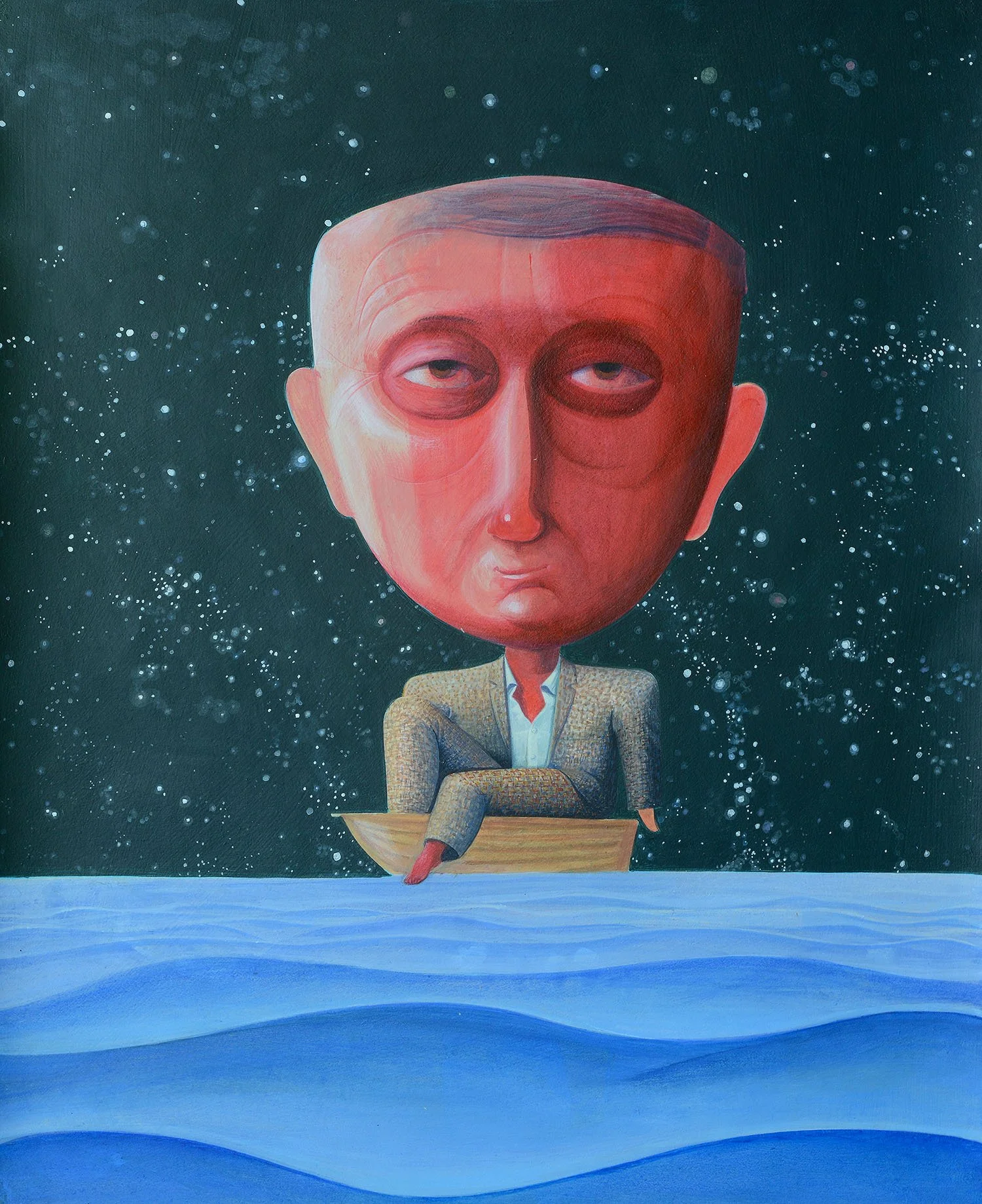 Man dipping toes in the water- acrylic on paper-5084 cm.jpg