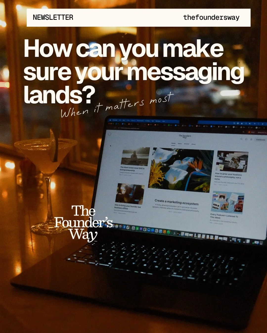 Comment &lsquo;newsletter&rsquo; or follow the link in bio to find out how to make sure your messaging lands &amp; the marketing techniques I&rsquo;m deploying to hit my sales goal. 

The Founder&rsquo;s Way hits inboxes at 11am on Sunday 📩