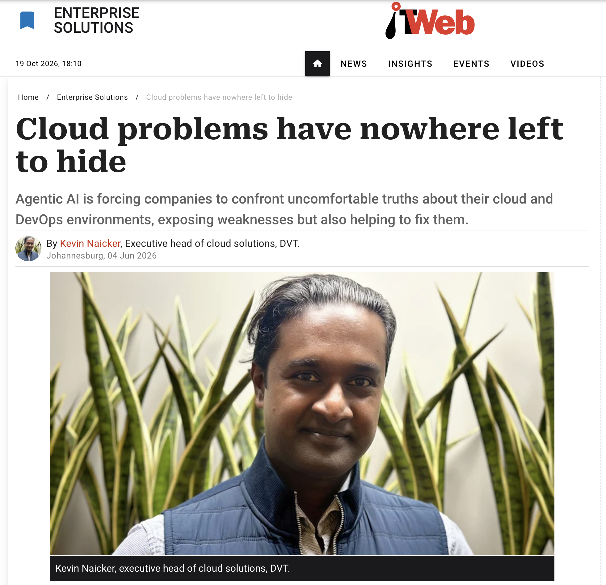 Kevin Naicker, executive head of cloud solutions, DVT, talks cloud and agentic AI.