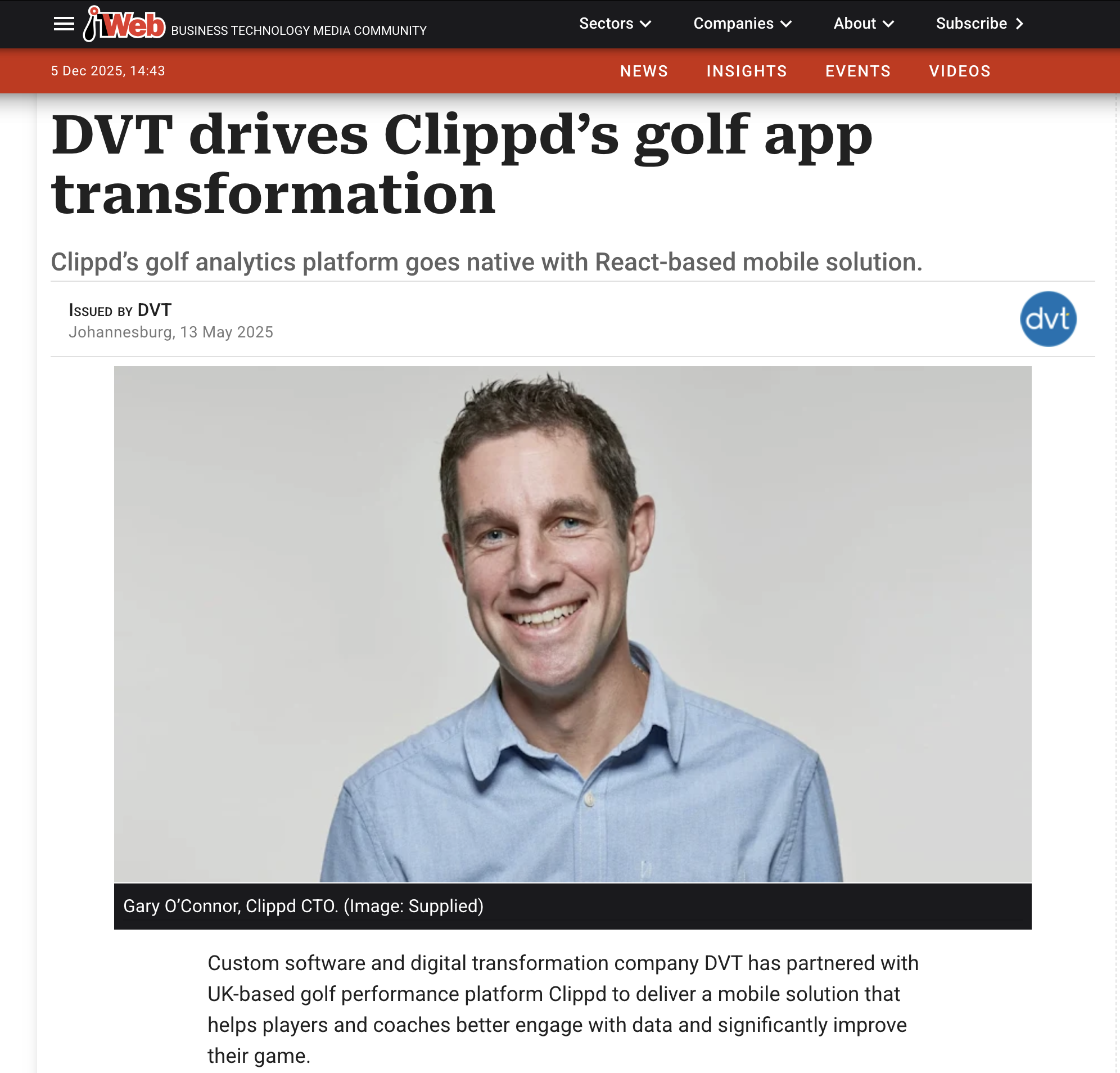 Case study: DVT has partners with UK-based golf performance platform Clippd to deliver a mobile solution that helps players and coaches better engage with data and significantly improve their game.
