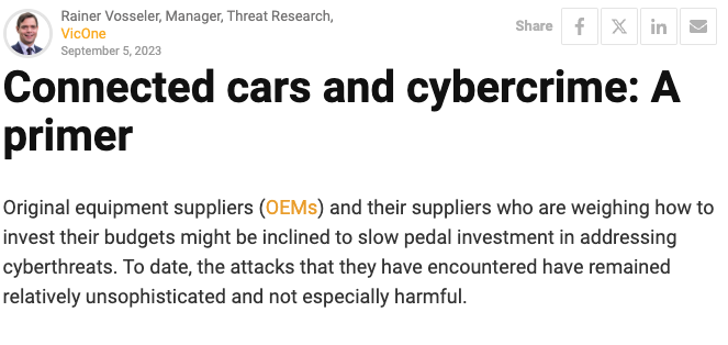 Connected Cars and Cybercrime: A Primer
