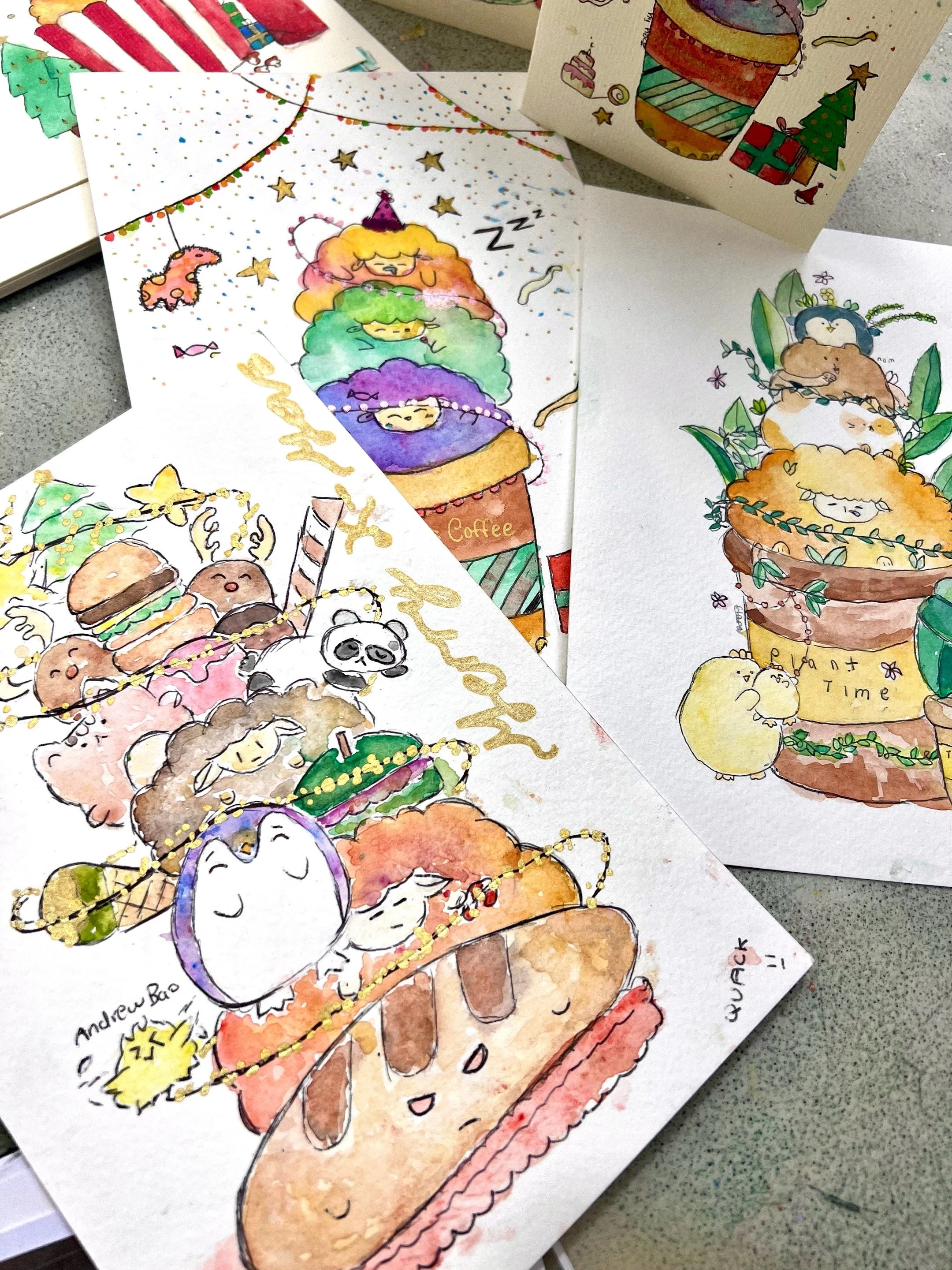 Cherry tree art studio tutor cherrybrook primary student christmas stack watercolour design8.JPG