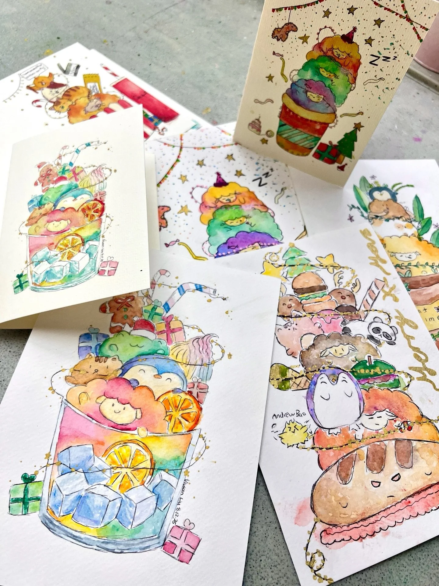 Our unique designs, printed into personalised Christmas cards 🎄🎁

#cherrytreeartstudio #creativekids #studentshowcase #kidsartclass #merryxmas