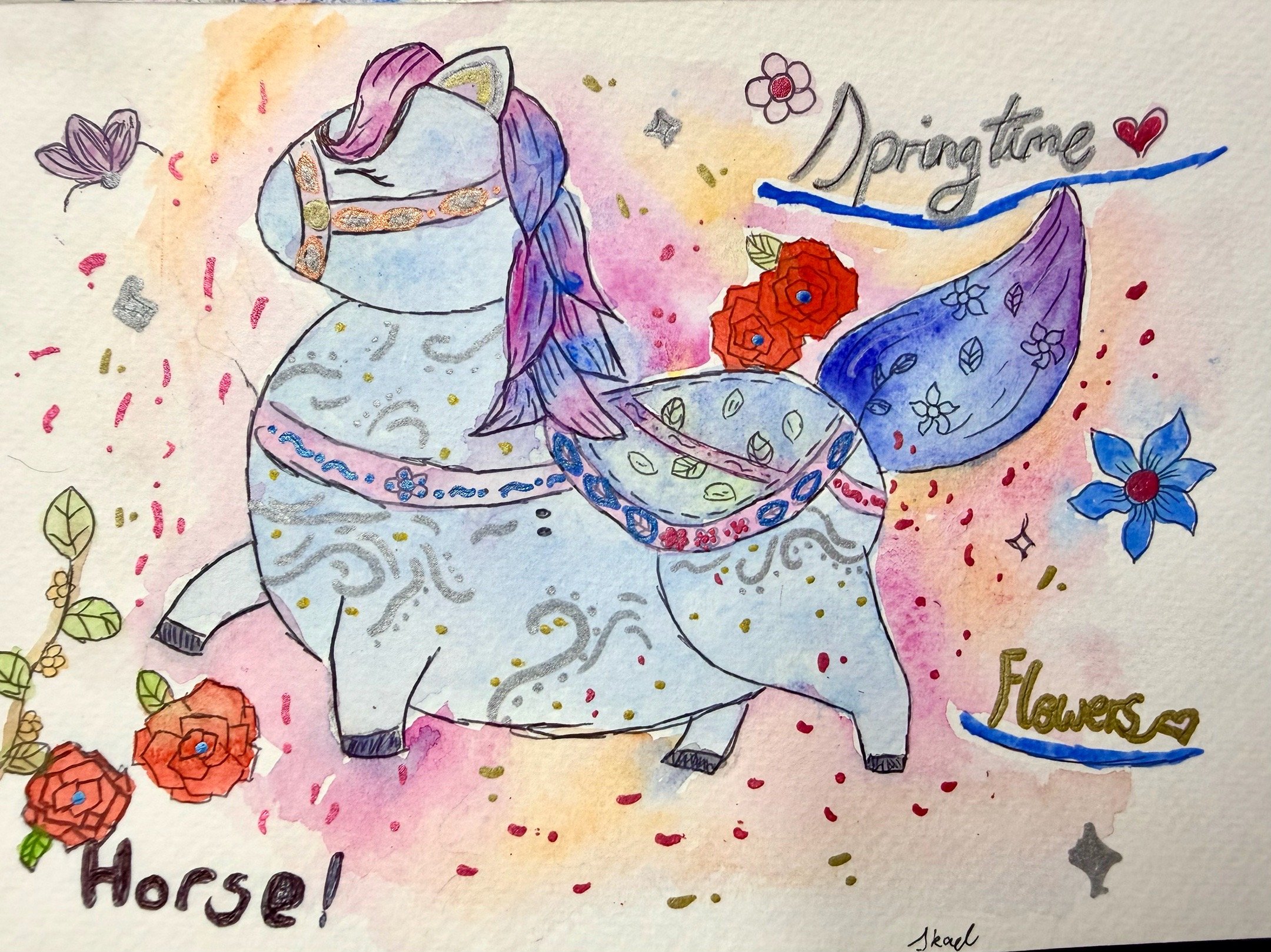 Cherry Tree Art Studio Cherrybrook CNY Horse Watercolour1.JPG