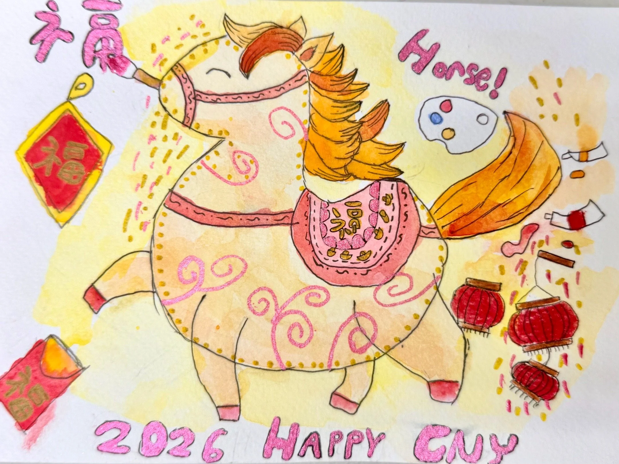 Cherry Tree Art Studio Cherrybrook CNY Horse Watercolour.JPG