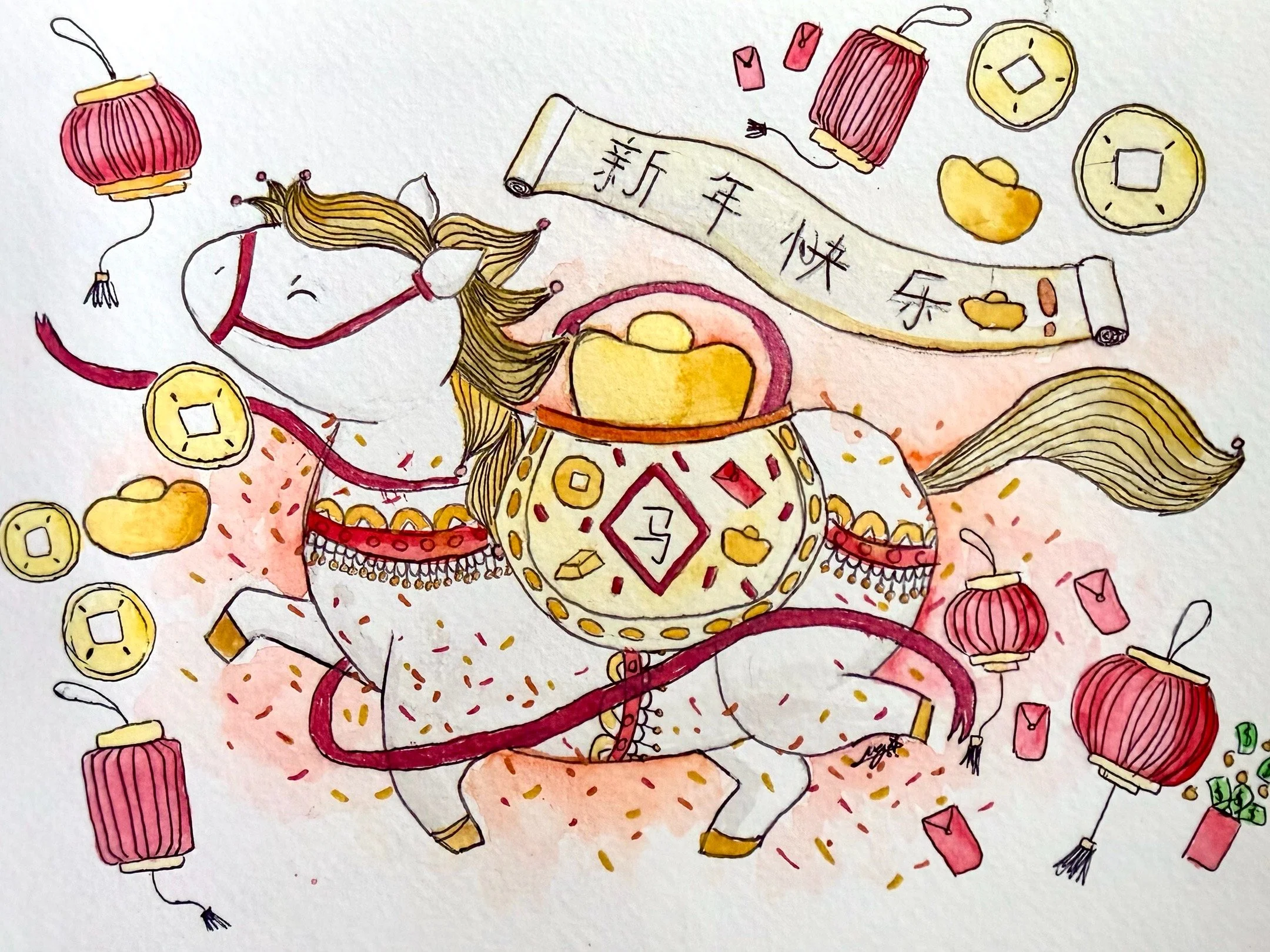 Cherry Tree Art Studio Cherrybrook CNY Horse Watercolour2.JPG