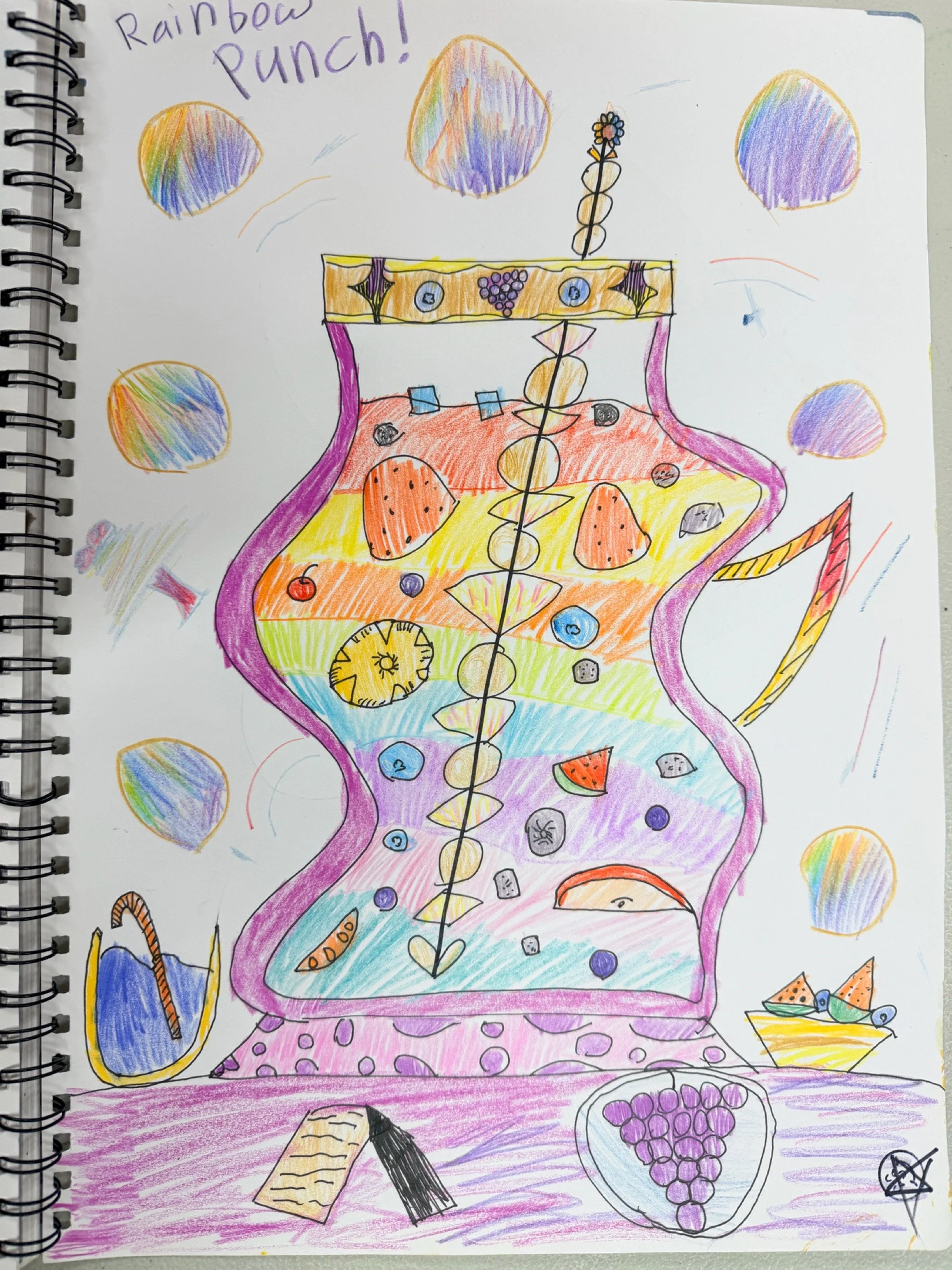 Cherry Tree Art Studio Cherrybrook k-2 fruit punch drawing1.JPG