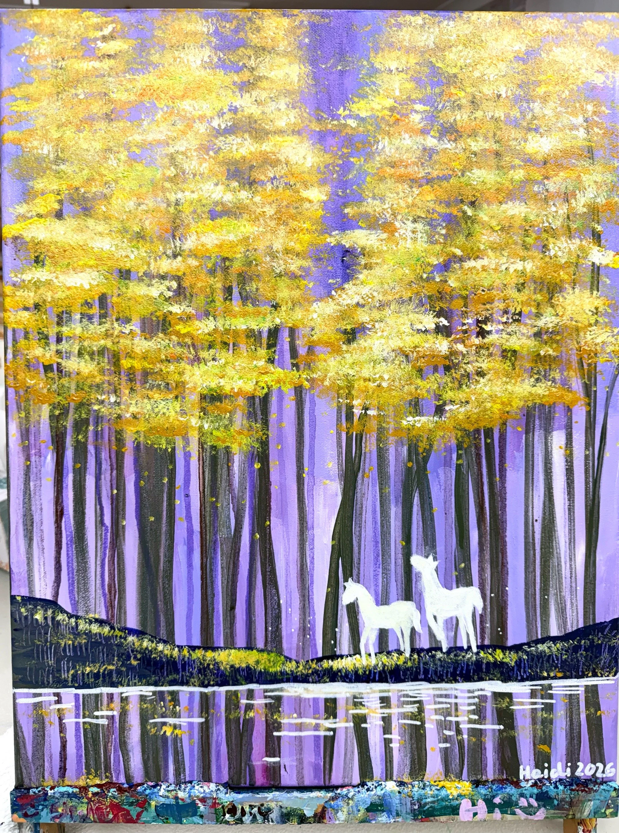 Cherry Tree Art Studio Cherrybrook Into the woods acrylic painting.JPG