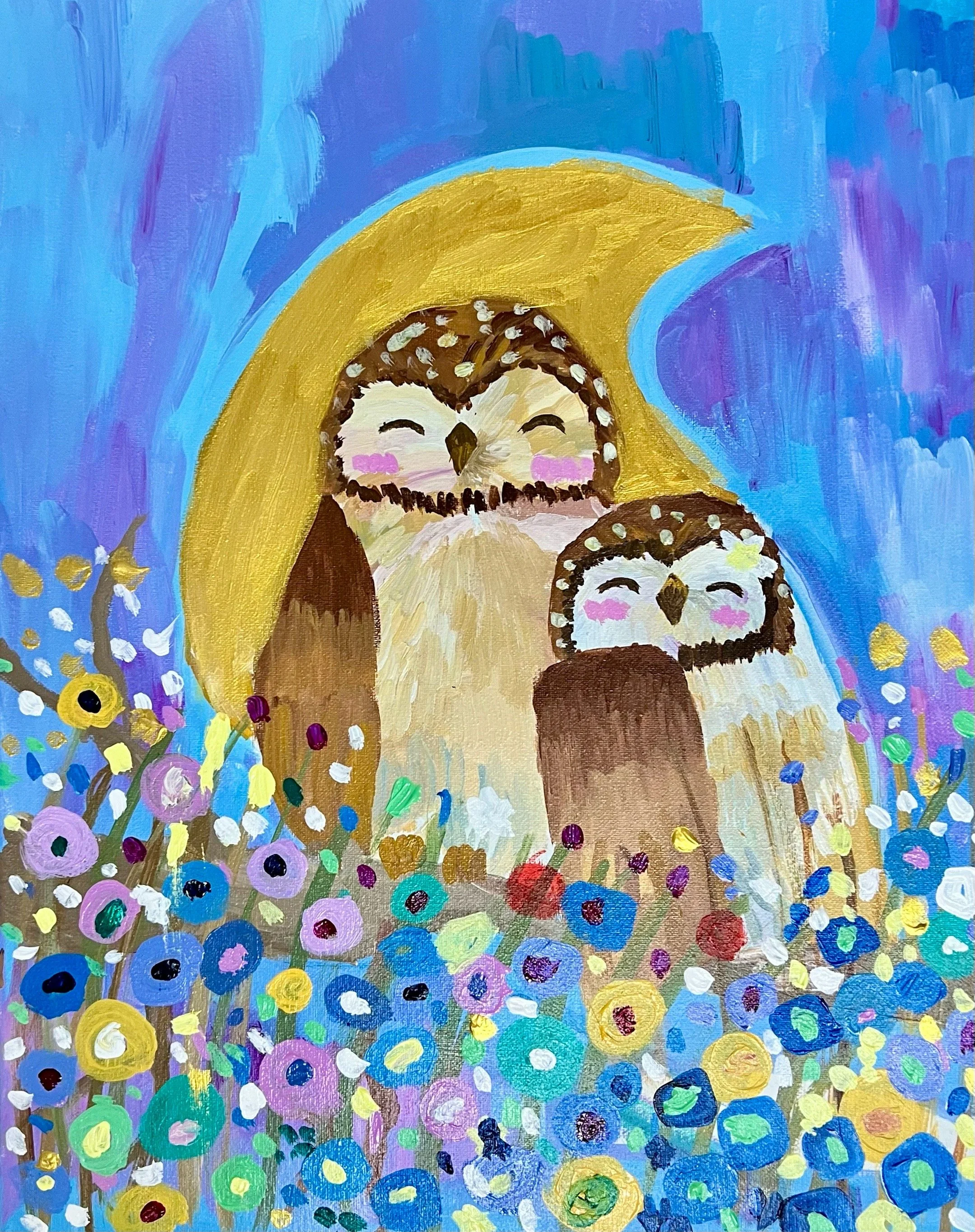 Cherry Tree Art Studio tutor art primary school paimting gustav klimt owls1.JPG