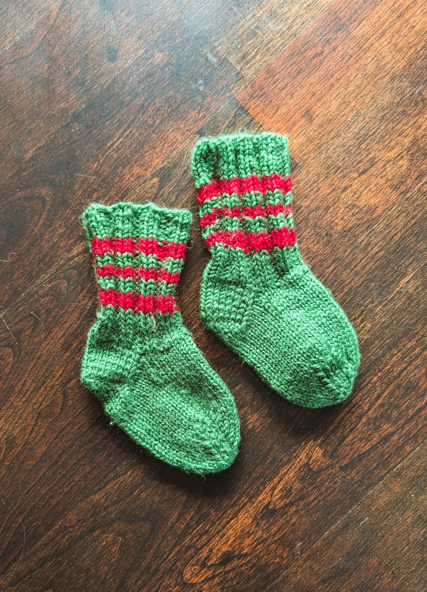 Green + Red Striped Walking Socks