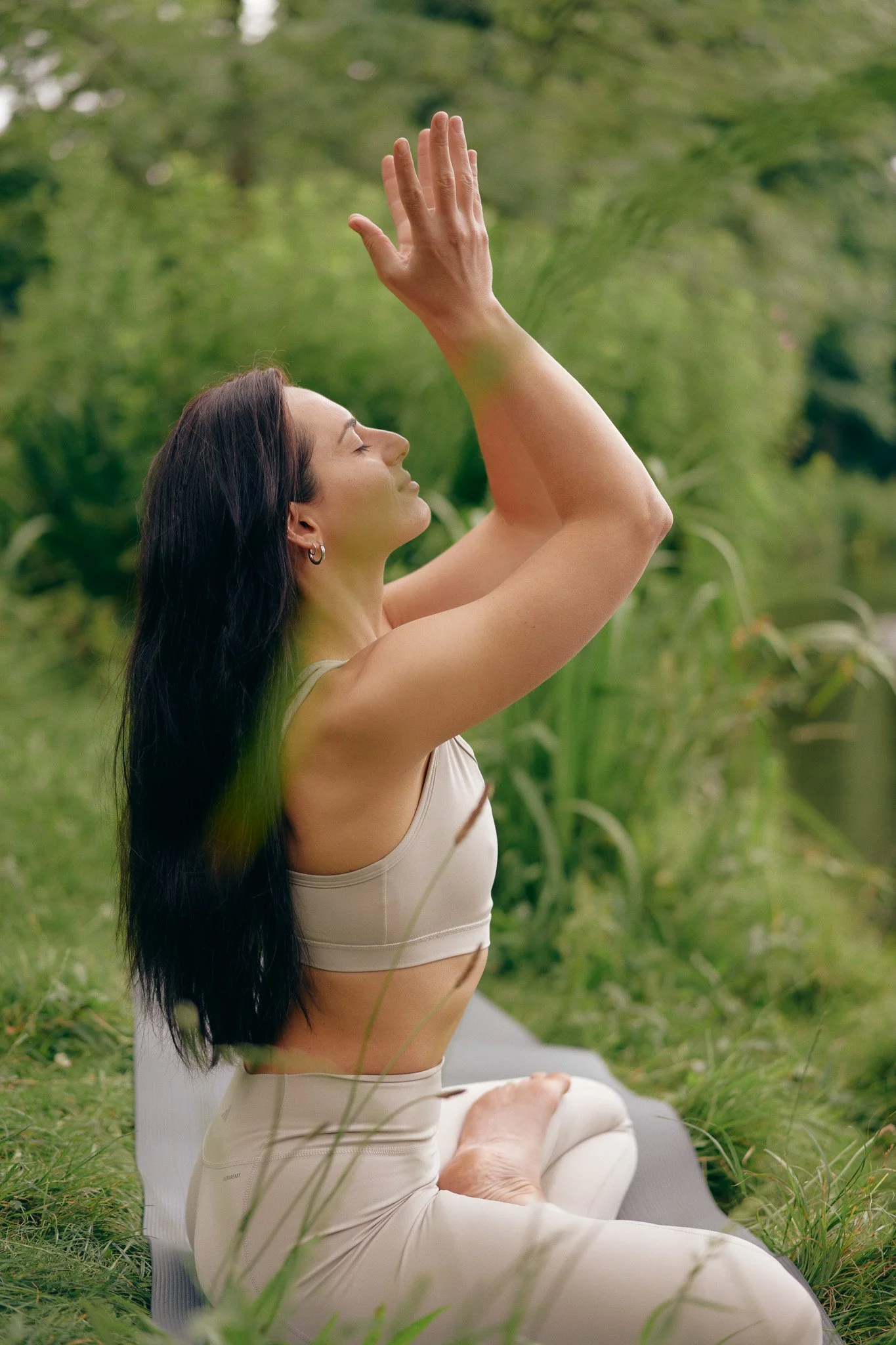 Outdoor natural yoga meditation pose