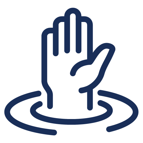 Illustration of a hand reaching out of water with ripples.