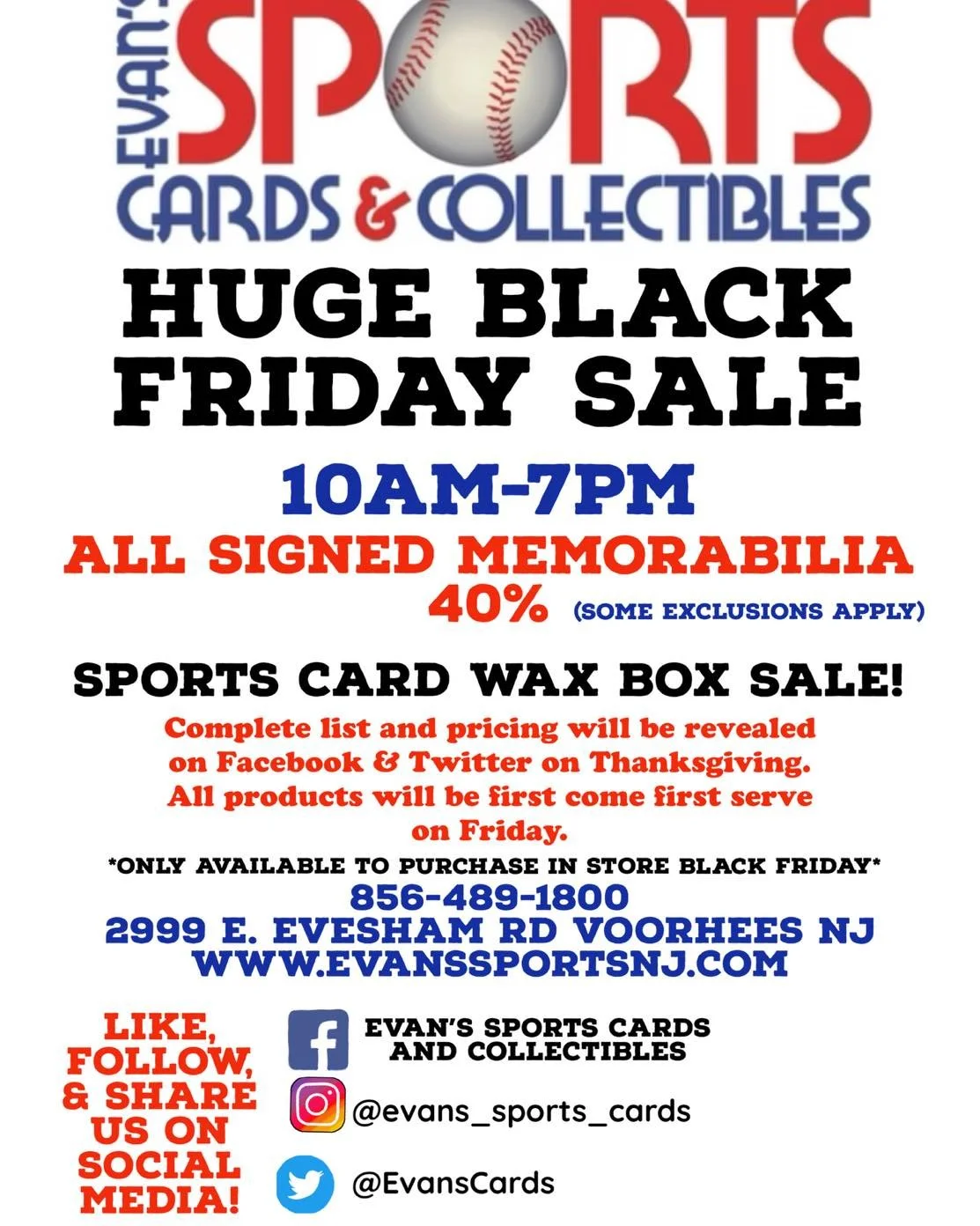 Black Friday is around the corner&hellip; and that means our annual Black Friday sale at Evan&rsquo;s !!!
Be sure to come by next Friday for unbelievable deals!!!