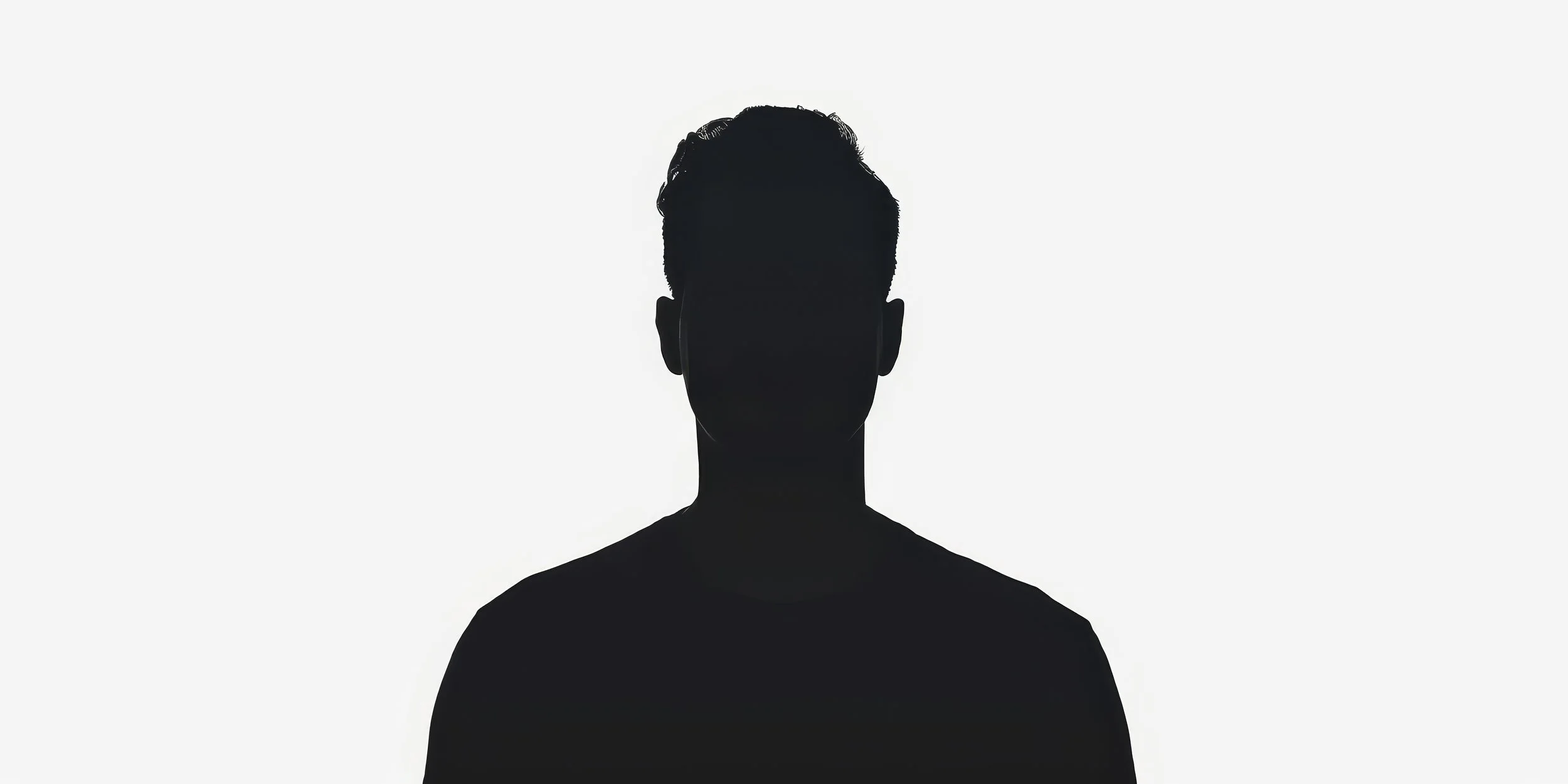 Silhouette d'un homme vu de face dans un fond blanc.