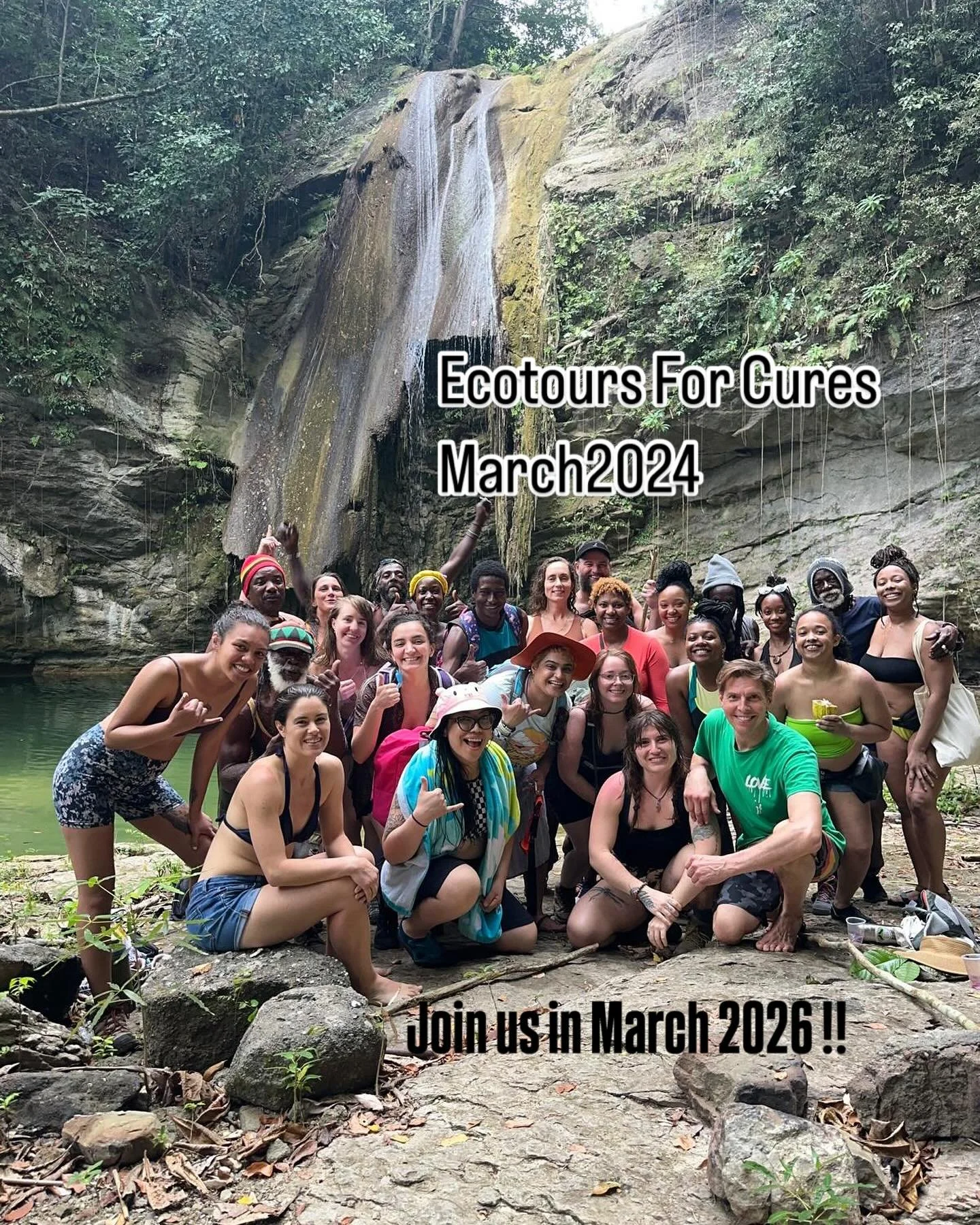 This transformative adventure is the experience of a lifetime!
DAY ONE:
Arrive at Norman Manley Airport in Kingston. Shuttle to Castleton Botanical Gardens and local shop for soup, cassava, coconut and local Jamaican foods. Continue on shuttle to @s