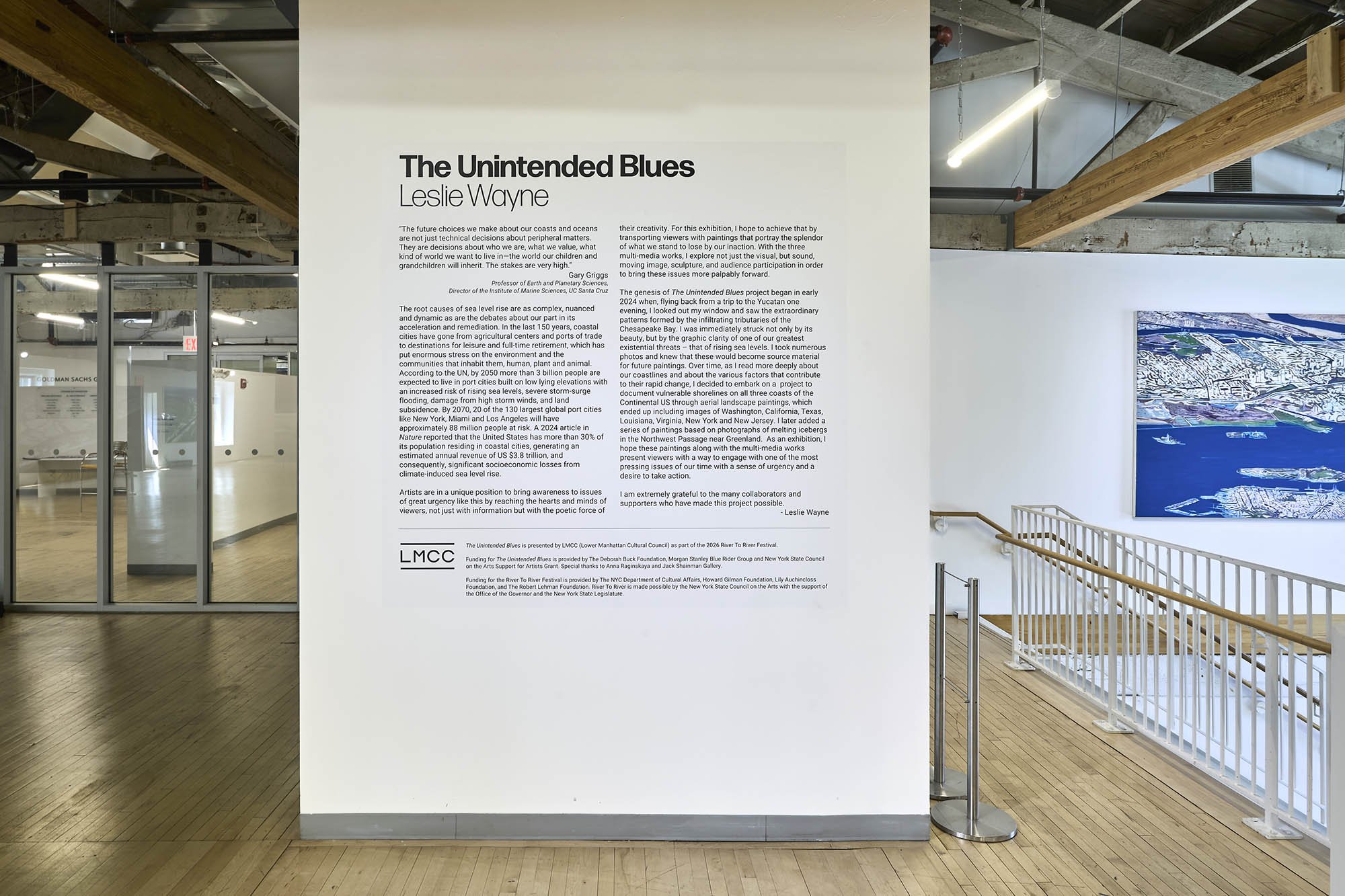 Exhibition wall text for The Unintended Blues, LMCC Arts Center at Governors Island, July 23 - September 27, 2026